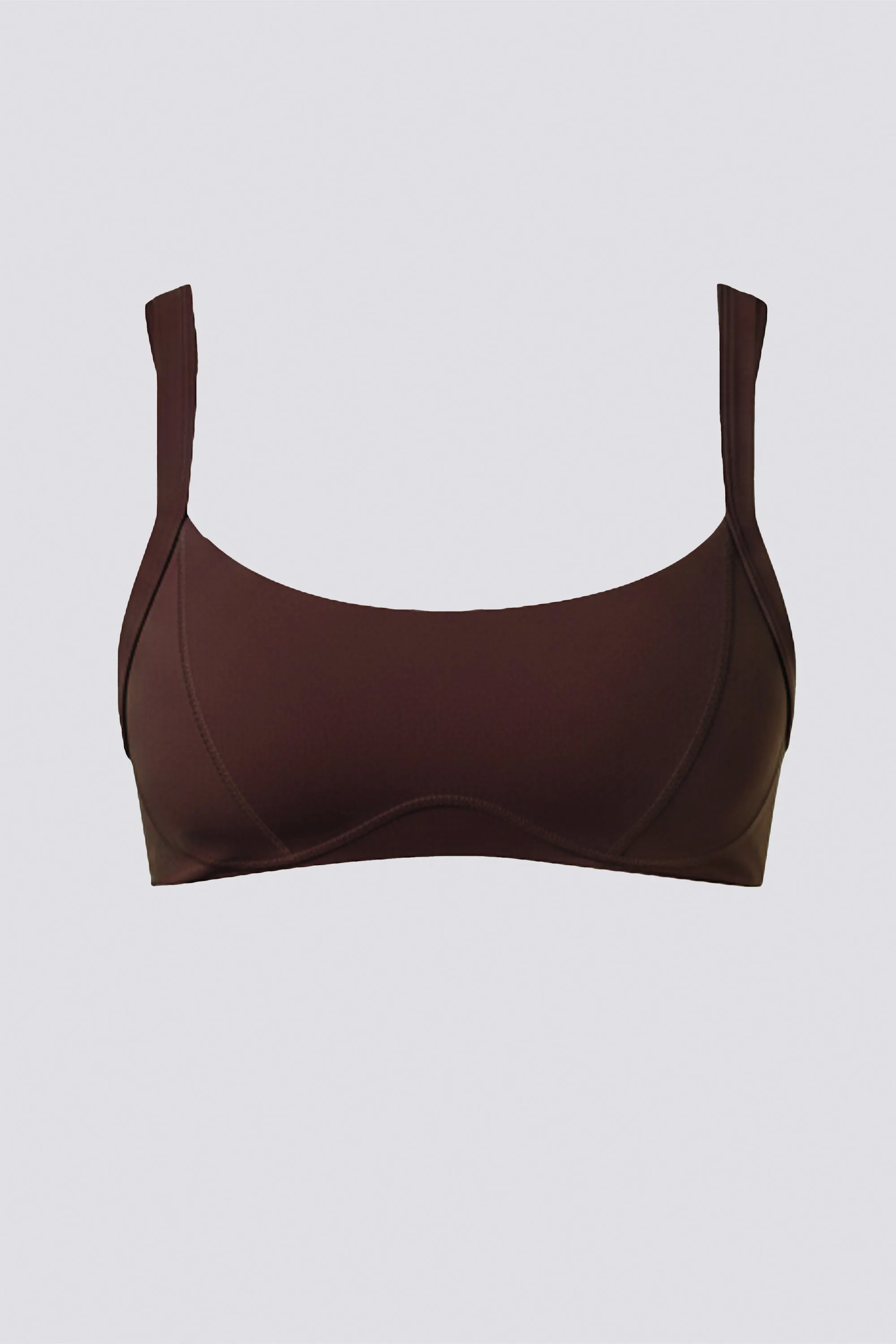 Soft Active Seam-Detail Sports Bra in Espresso sold by Bo + Tee product image thumbnail 3