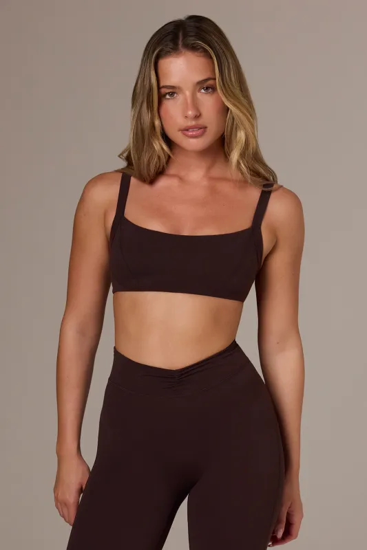 Soft Active Seam-Detail Sports Bra in Espresso sold by Bo + Tee