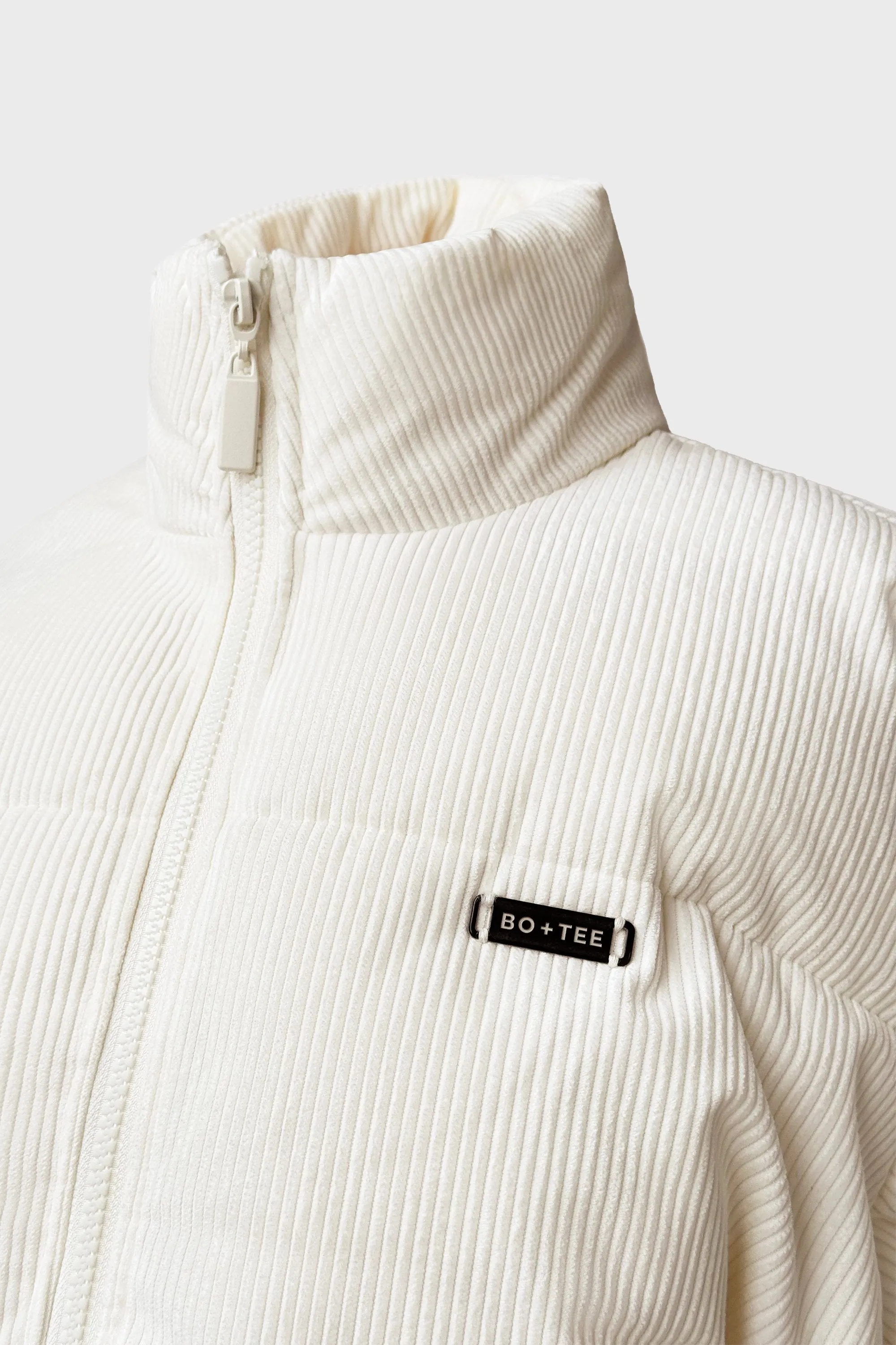Corduroy Quilted Puffer Jacket in Ivory sold by Bo + Tee product image thumbnail 5