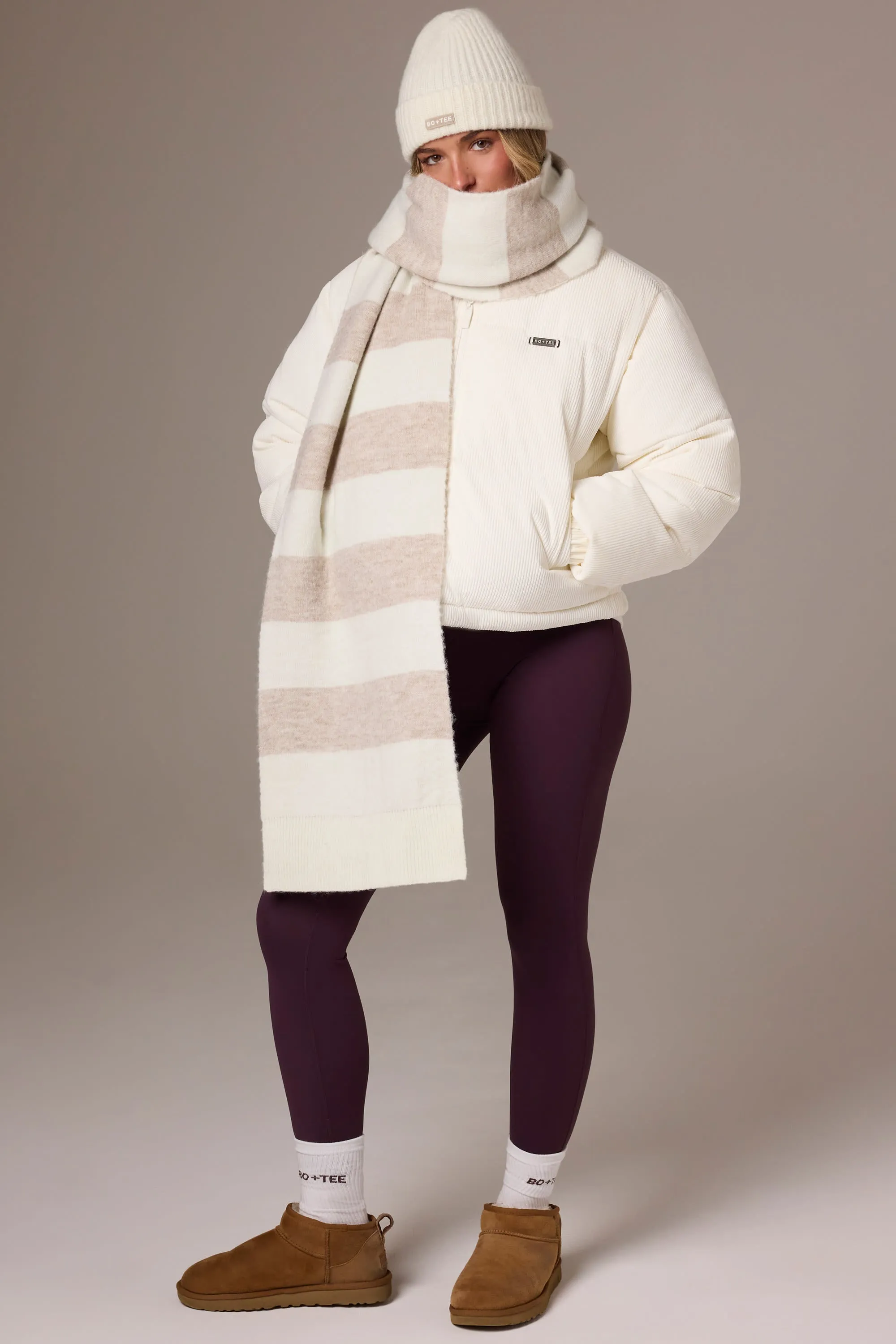 Knitted Striped Scarf in Ivory sold by Bo + Tee product image thumbnail 2