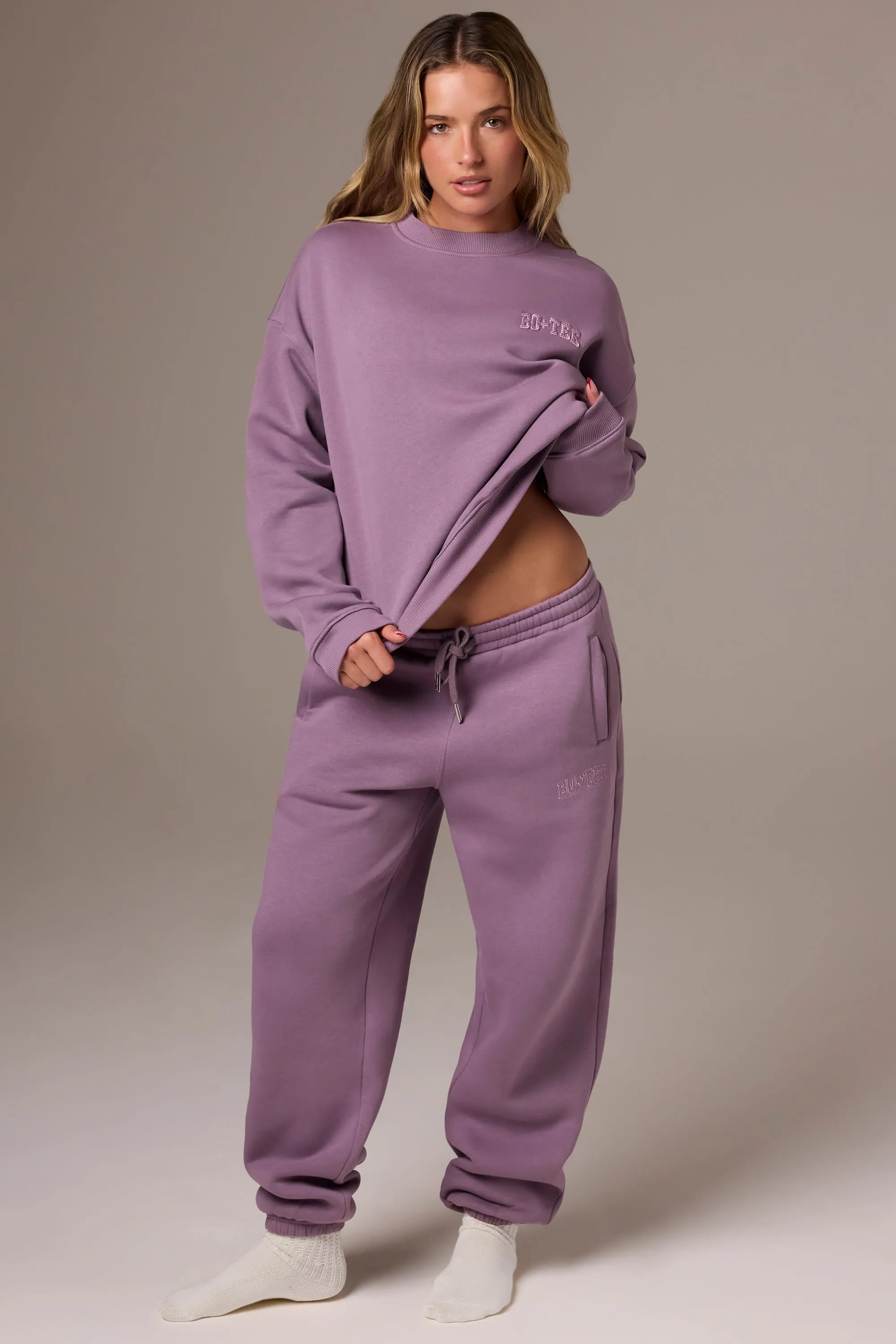 Brushed Jersey Mid-Rise Relaxed Joggers in Dusk sold by Bo + Tee