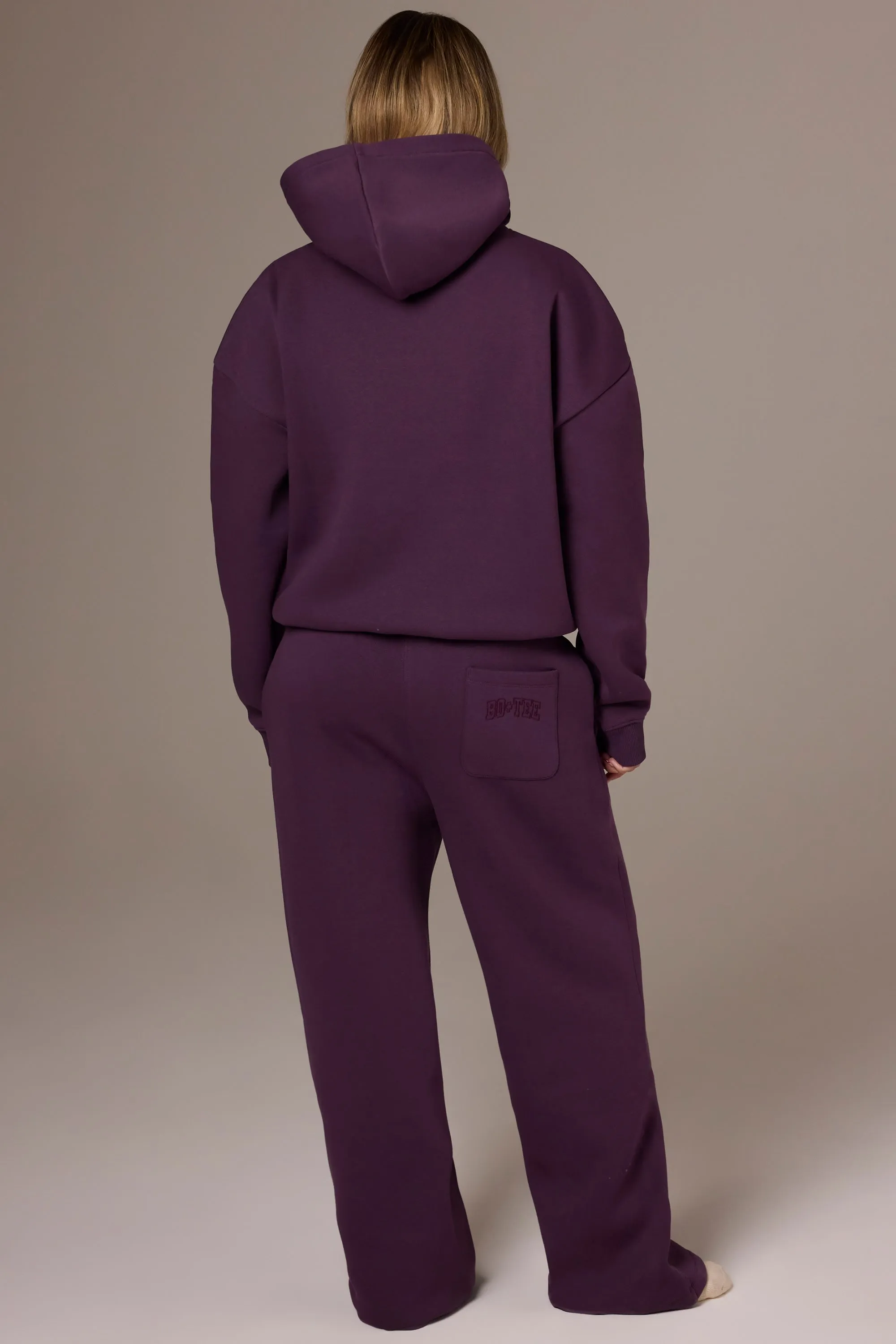 Brushed Jersey Wide-Leg Joggers in Plum sold by Bo + Tee product image thumbnail 2