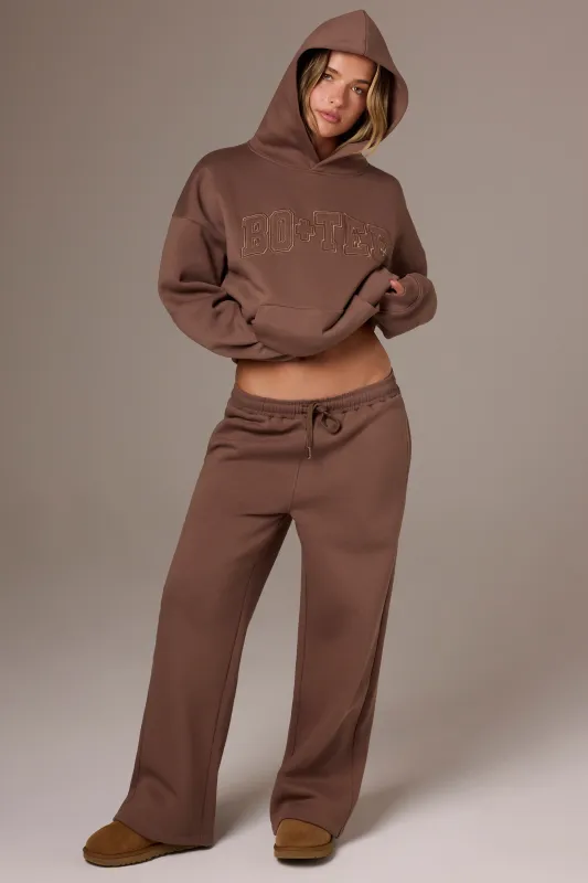Brushed Jersey Wide-Leg Joggers in Cocoa sold by Bo + Tee