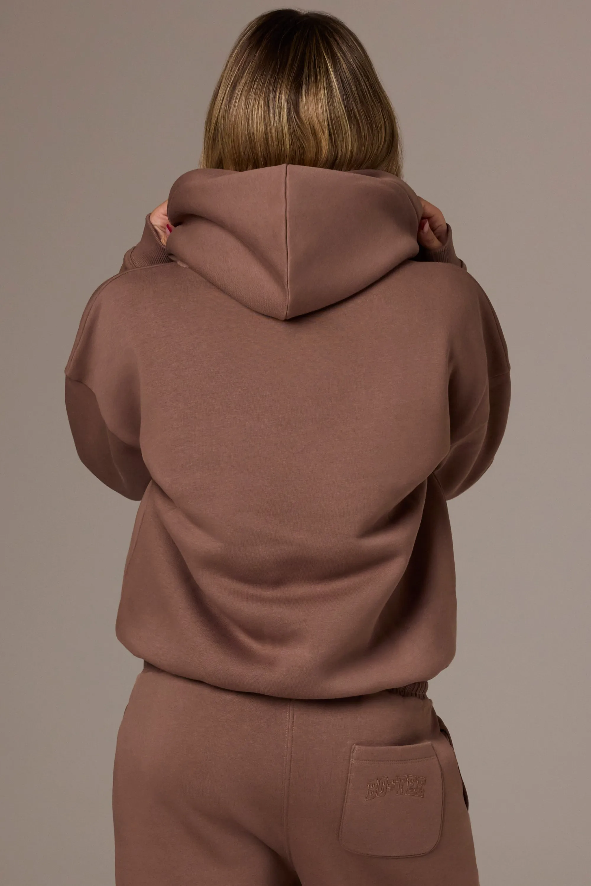 Embroidered Oversized Hoodie in Cocoa sold by Bo + Tee product image thumbnail 2