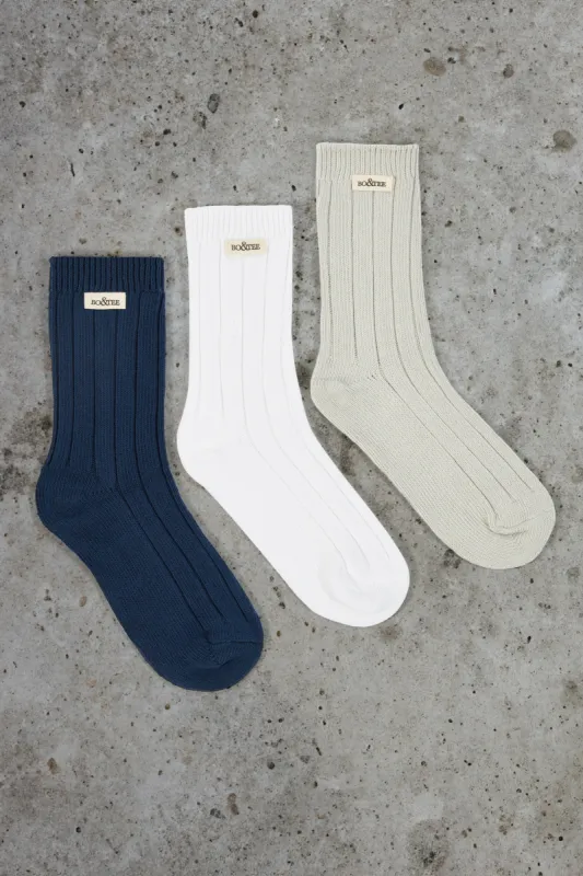 At Ease - Chunky Ribbed Crew Socks Multipack sold by Bo + Tee