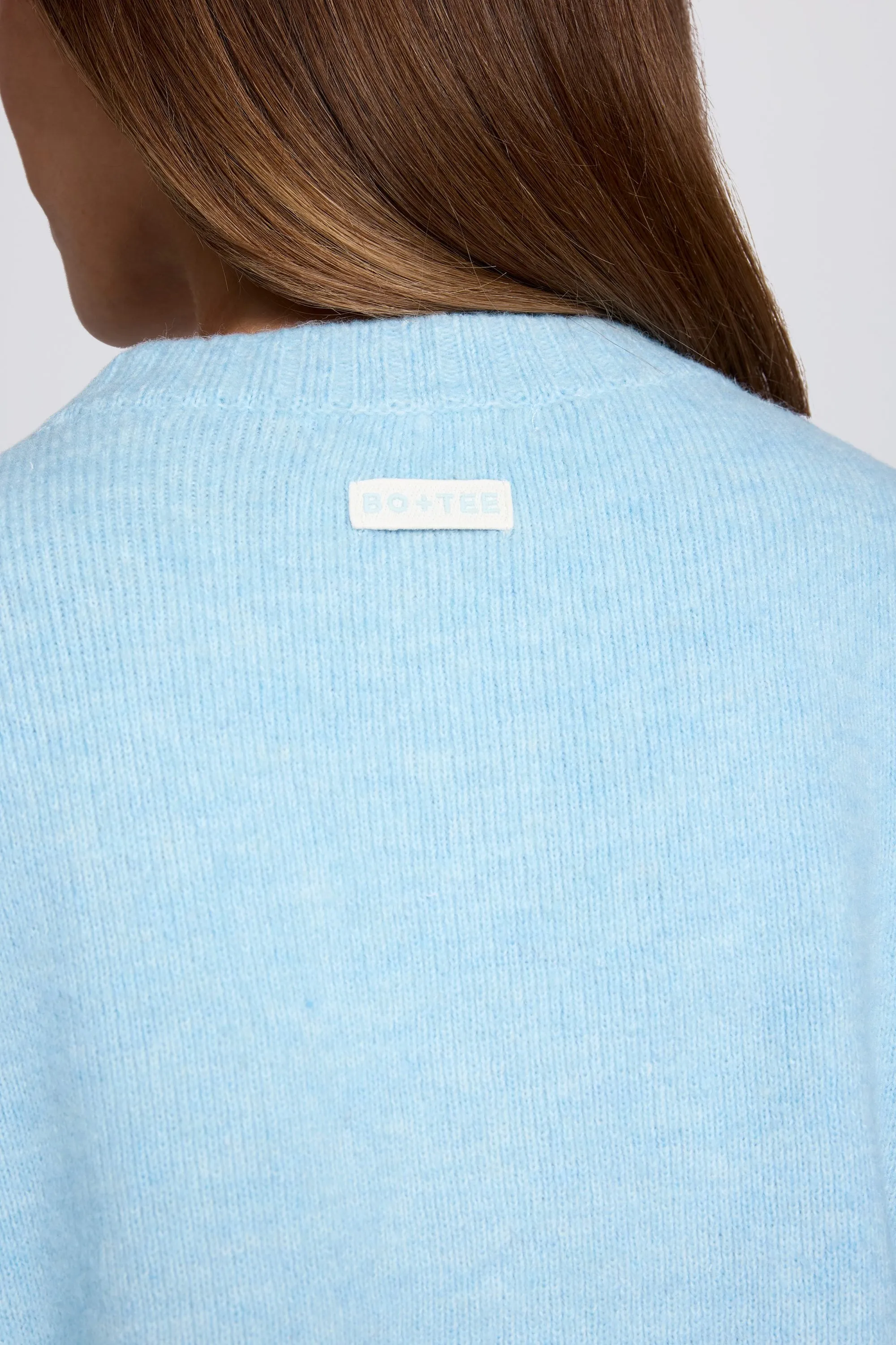 Knit Cropped Cardigan in Powder Blue sold by Bo + Tee product image thumbnail 4