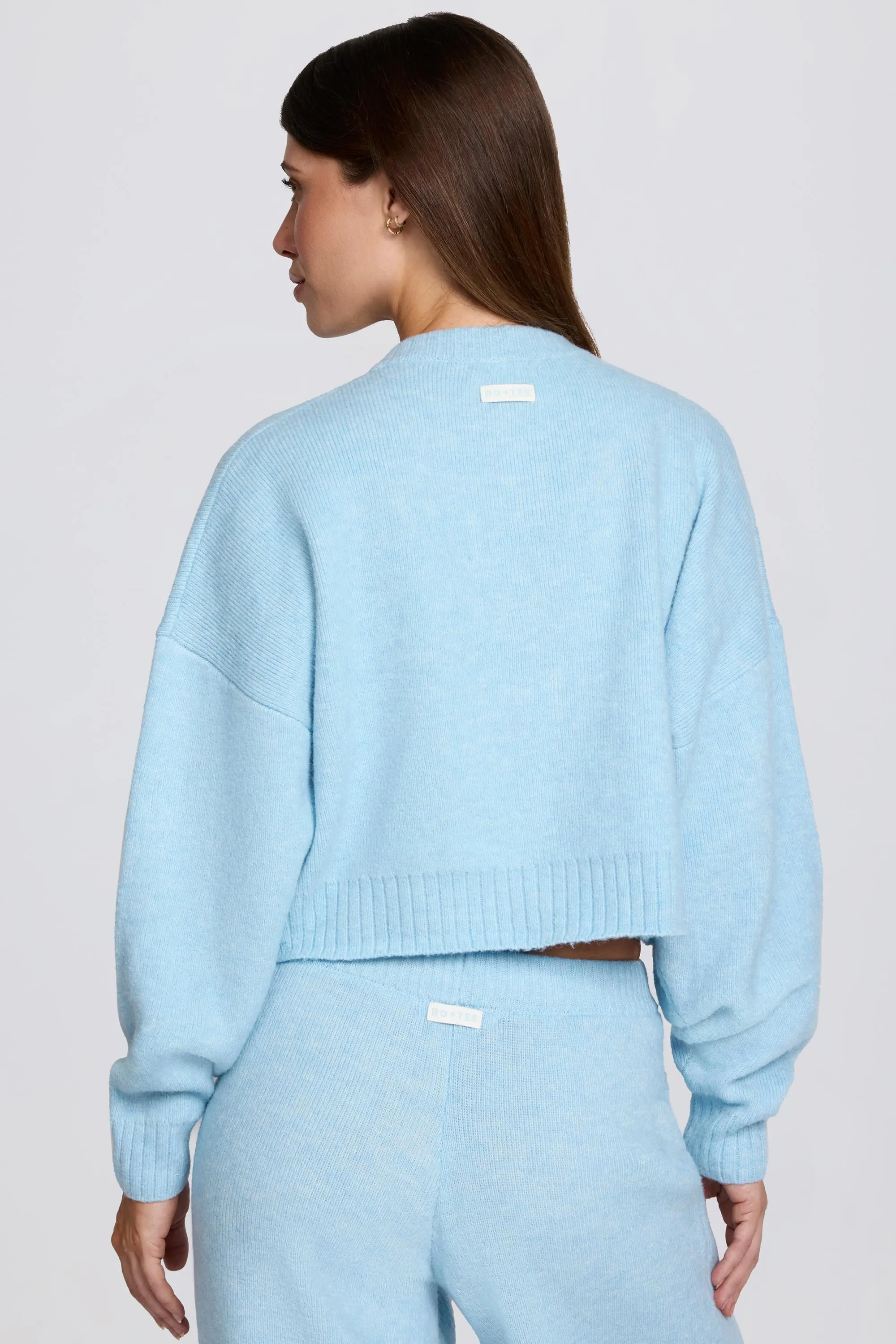 Knit Cropped Cardigan in Powder Blue sold by Bo + Tee product image thumbnail 2