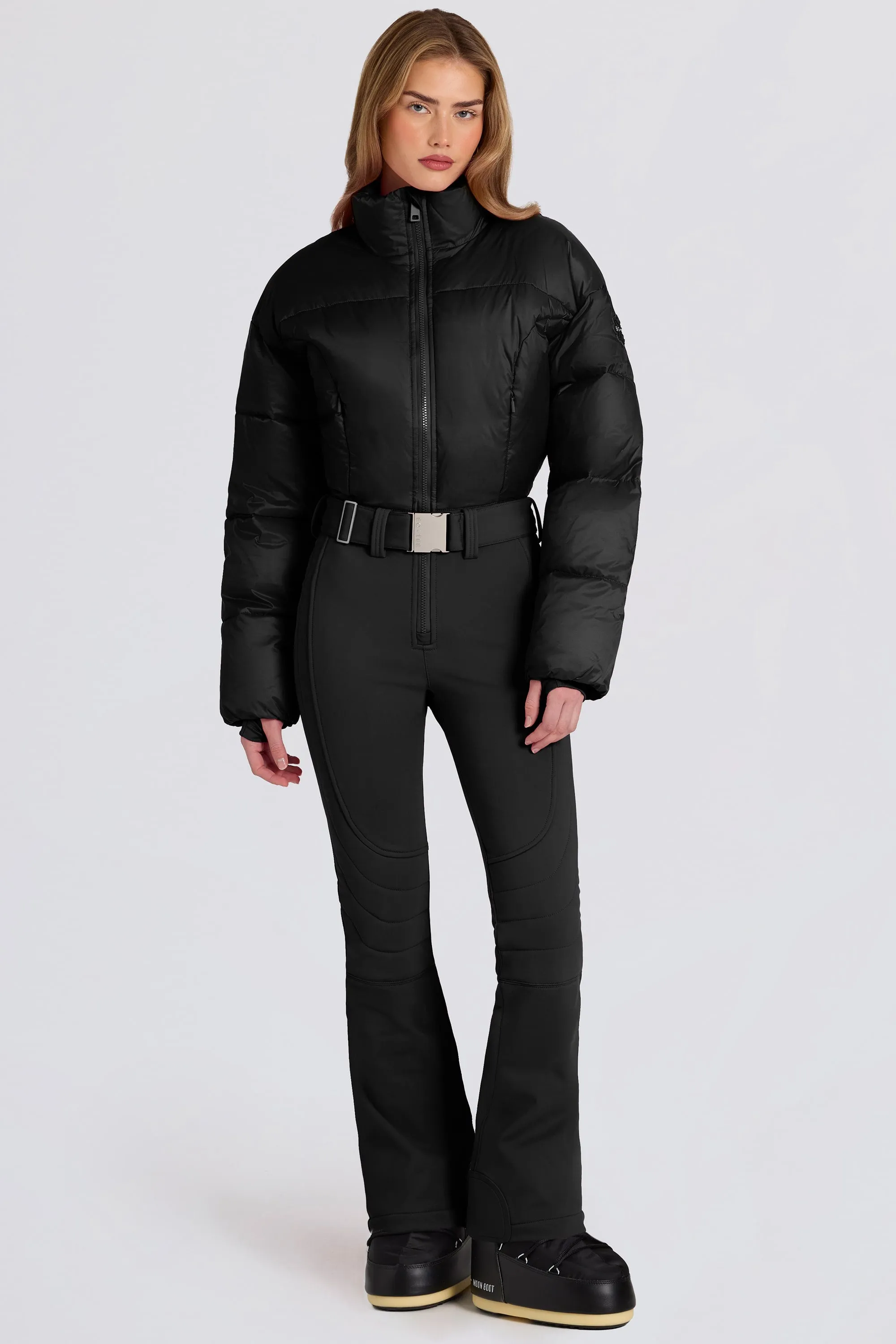 Waterproof Padded Belted Ski Suit in Black sold by Bo + Tee