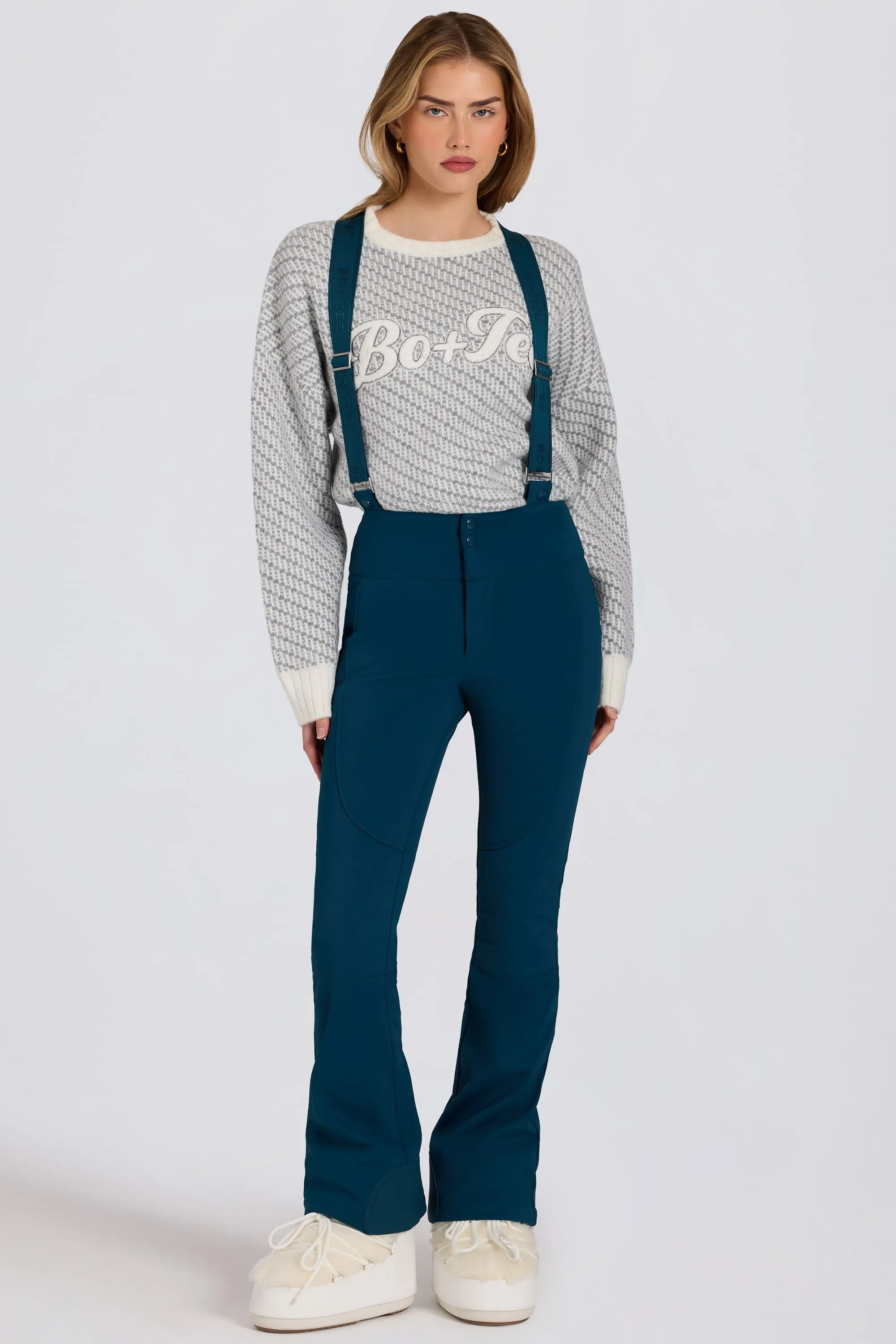 Waterproof High-Rise Salopettes with Suspenders in Teal sold by Bo + Tee product image thumbnail 3