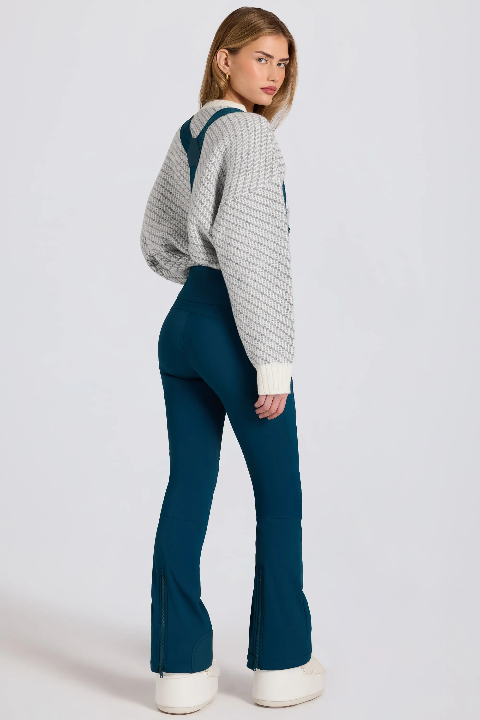 Waterproof High-Rise Salopettes with Suspenders in Teal sold by Bo + Tee product image thumbnail 2