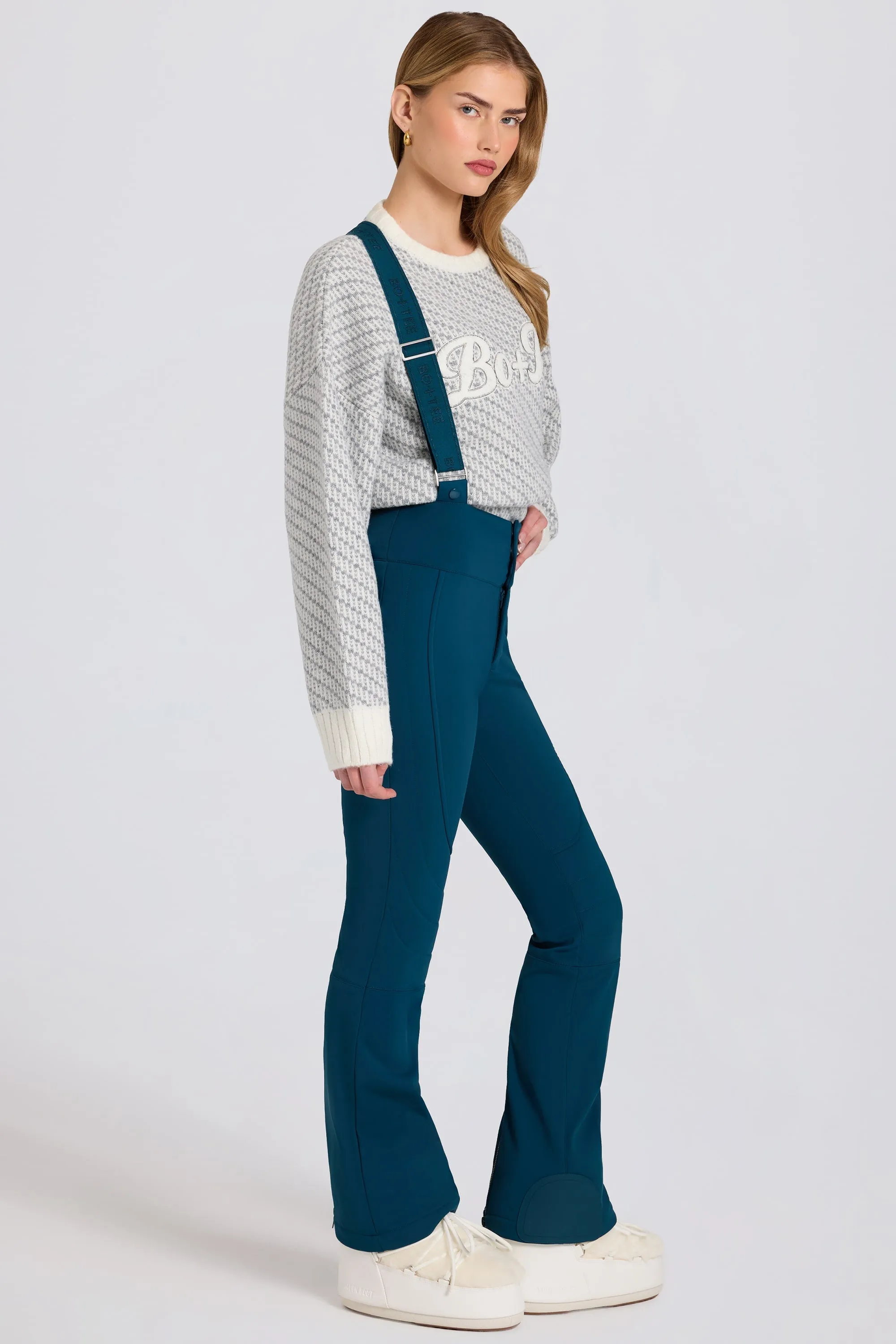 Waterproof High-Rise Salopettes with Suspenders in Teal sold by Bo + Tee product image thumbnail 5