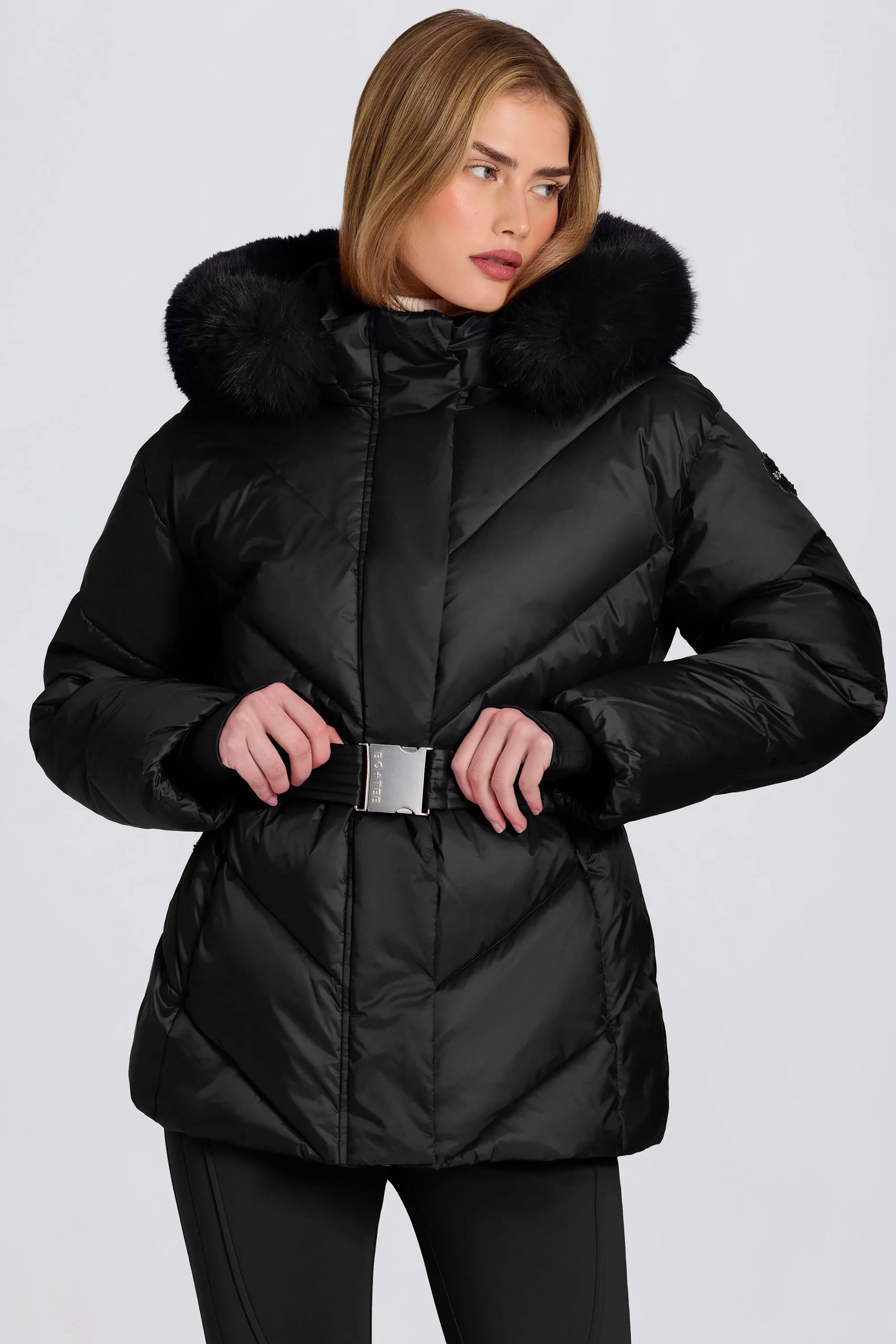 Waterproof Faux-Fur Hood Ski Jacket in Black sold by Bo + Tee product image thumbnail 5