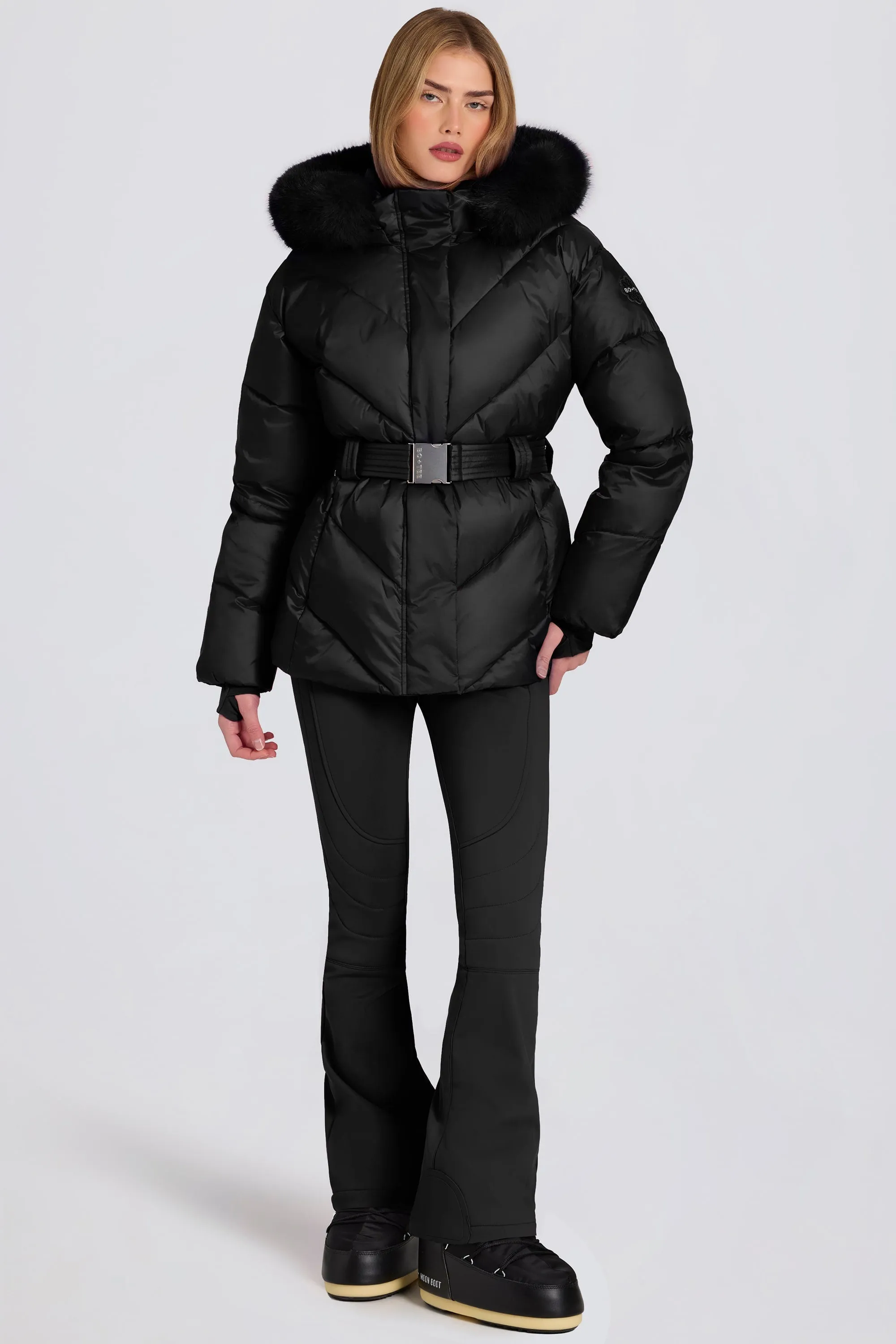 Waterproof Faux-Fur Hood Ski Jacket in Black sold by Bo + Tee product image thumbnail 4