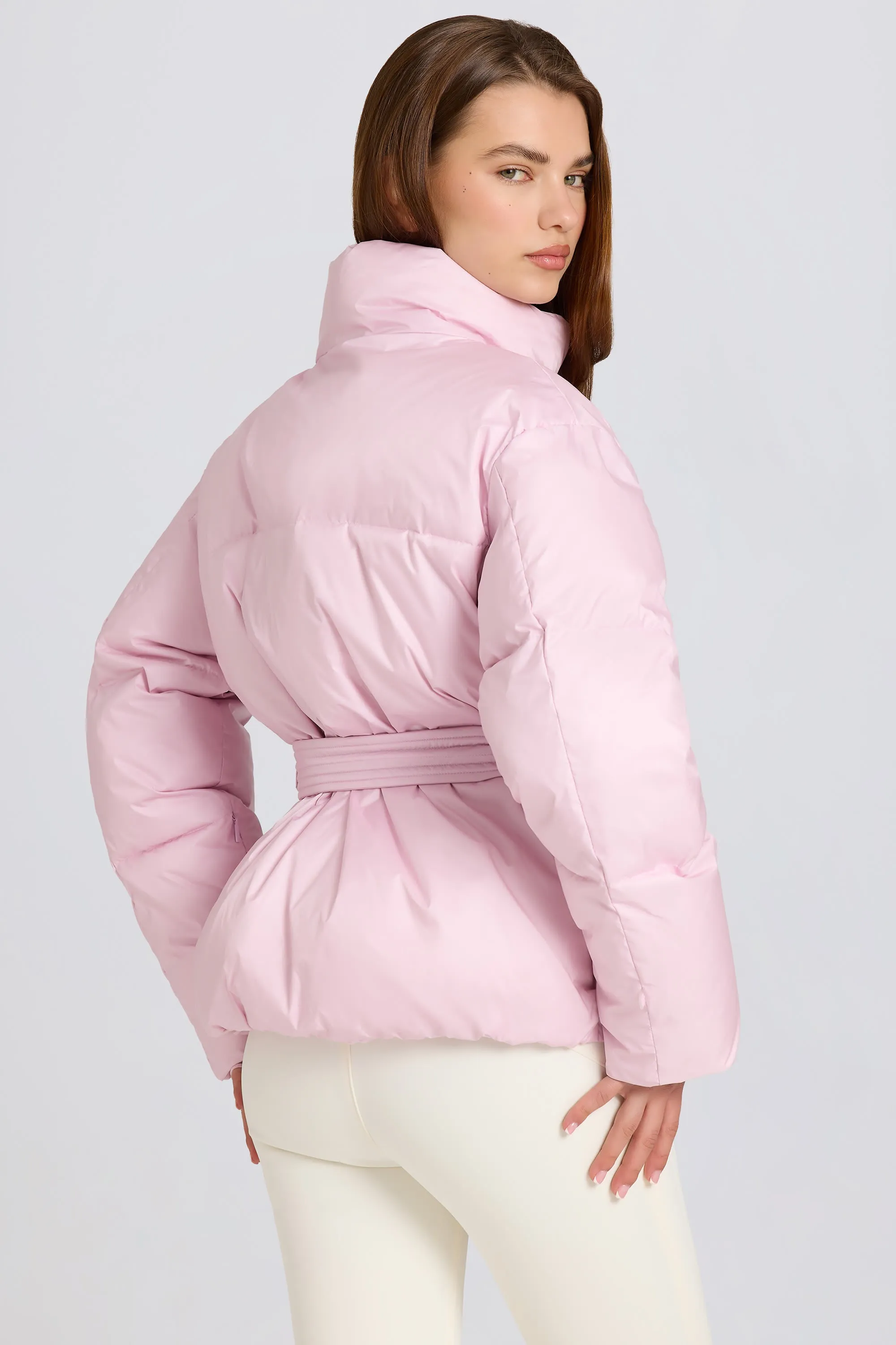 Waterproof Belted Oversized Ski Jacket in Powder Pink sold by Bo + Tee product image thumbnail 5