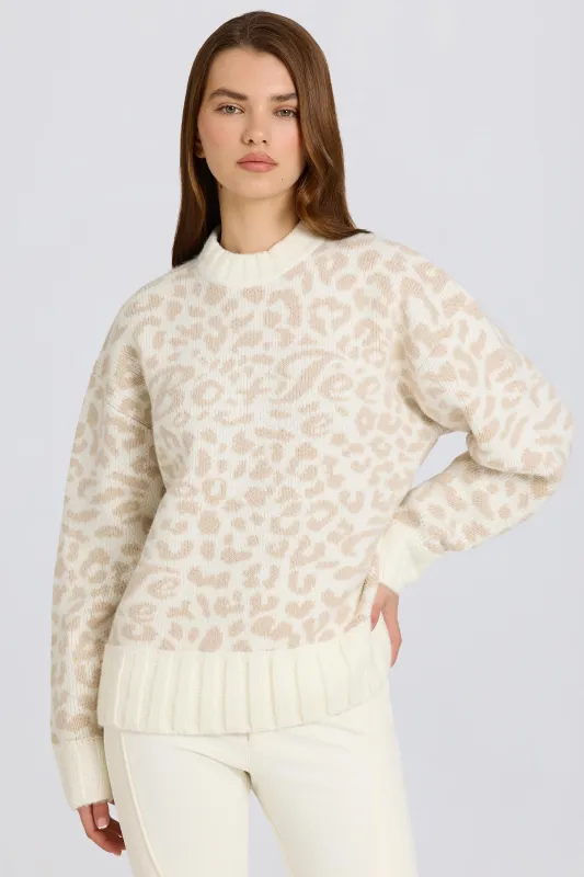 Jacquard-Knit Oversized Jumper in Ice sold by Bo + Tee