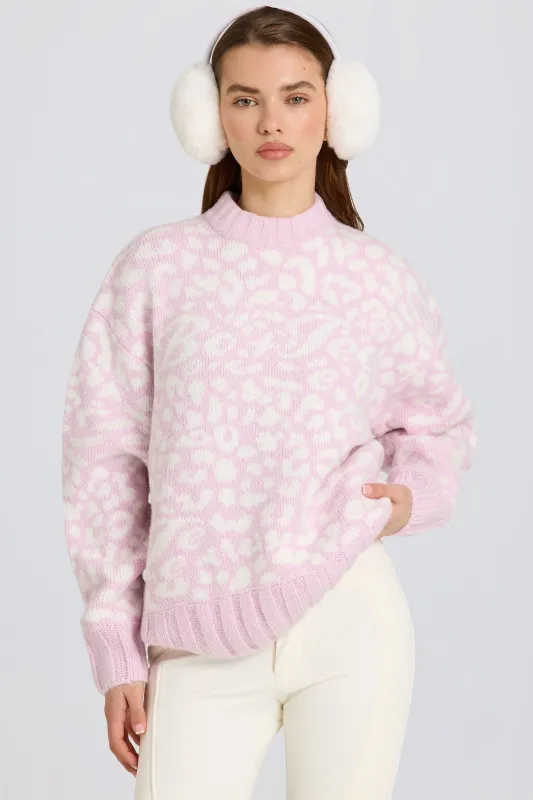 Jacquard-Knit Oversized Jumper in Pink sold by Bo + Tee
