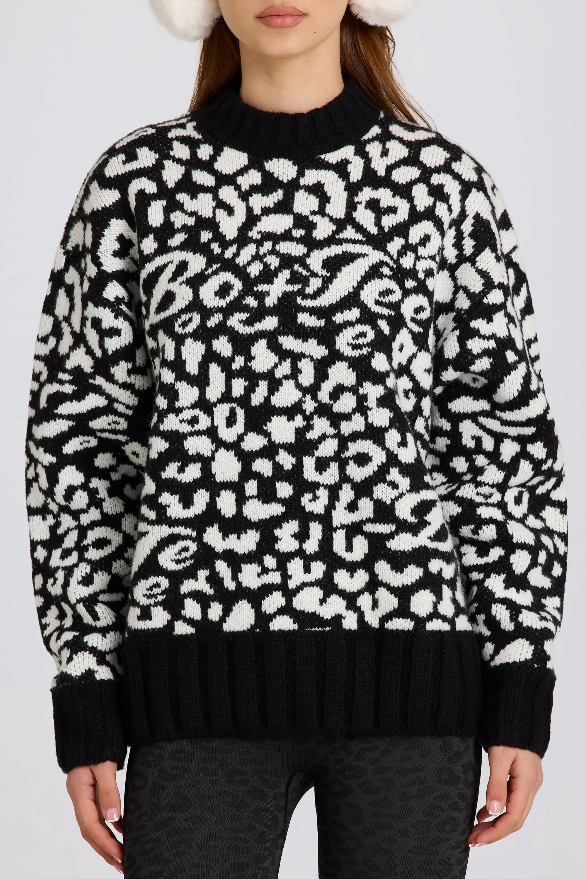 Jacquard-Knit Oversized Jumper in Black sold by Bo + Tee product image thumbnail 2