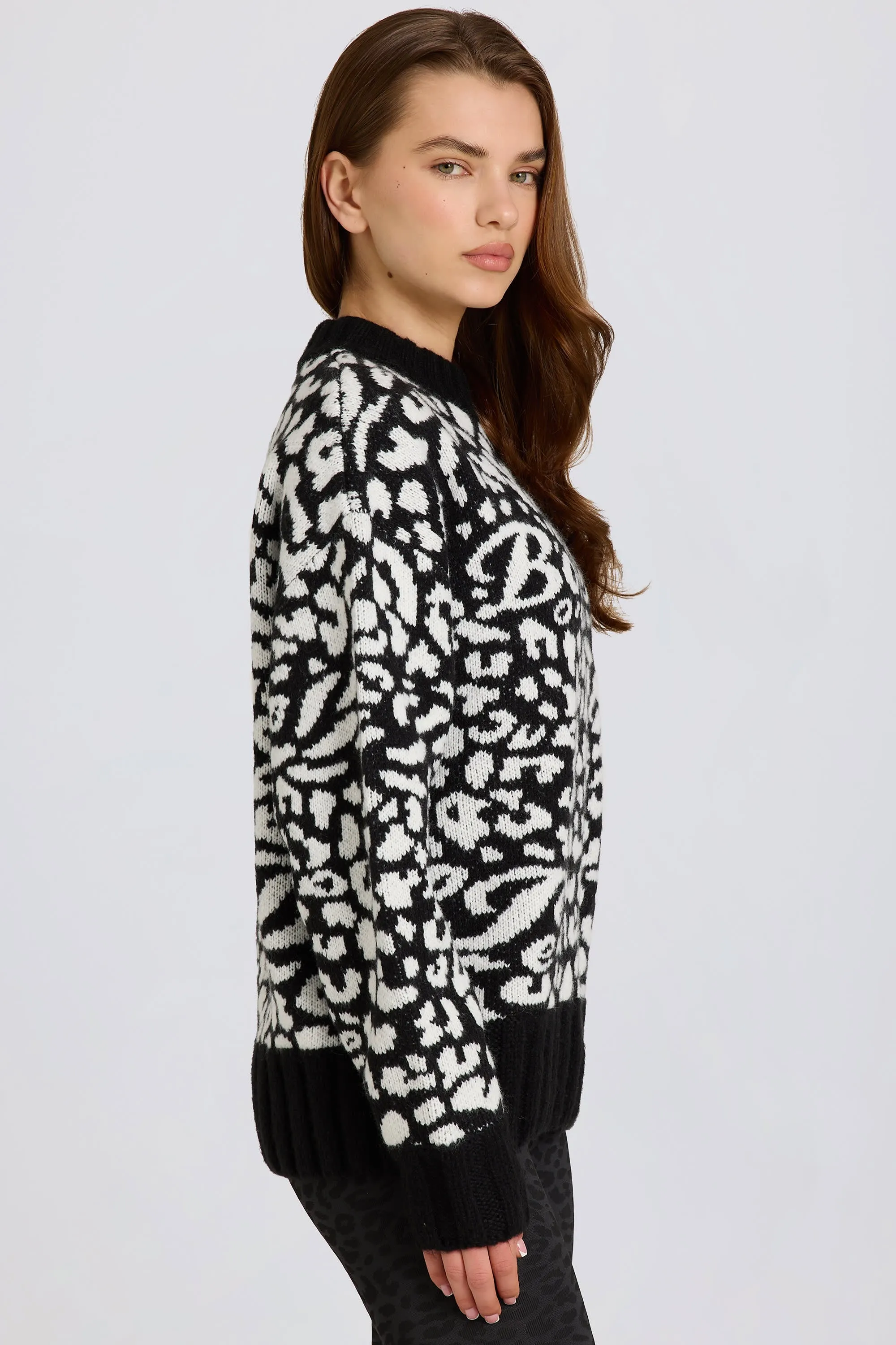 Jacquard-Knit Oversized Jumper in Black sold by Bo + Tee product image thumbnail 4