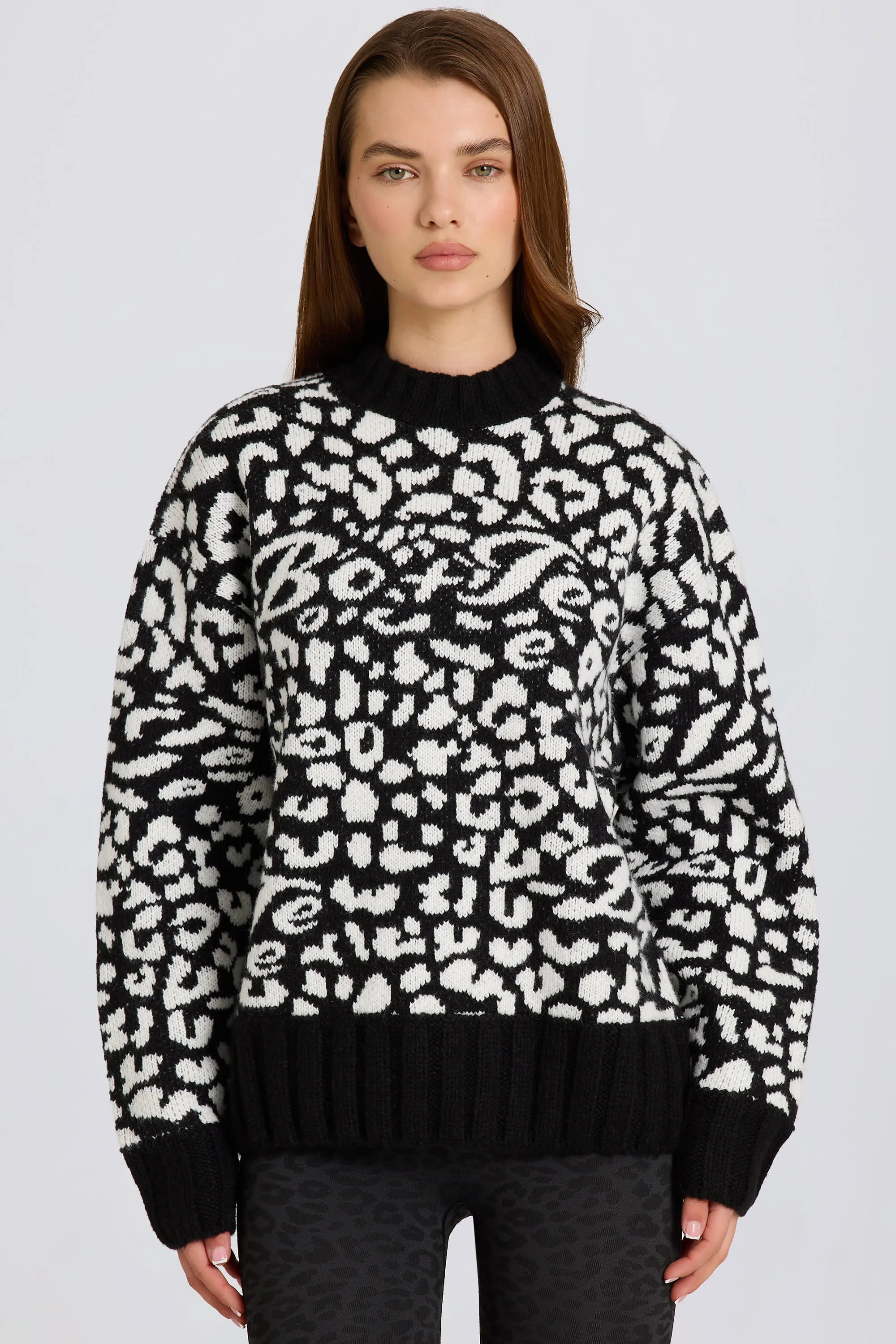 Jacquard-Knit Oversized Jumper in Black sold by Bo + Tee