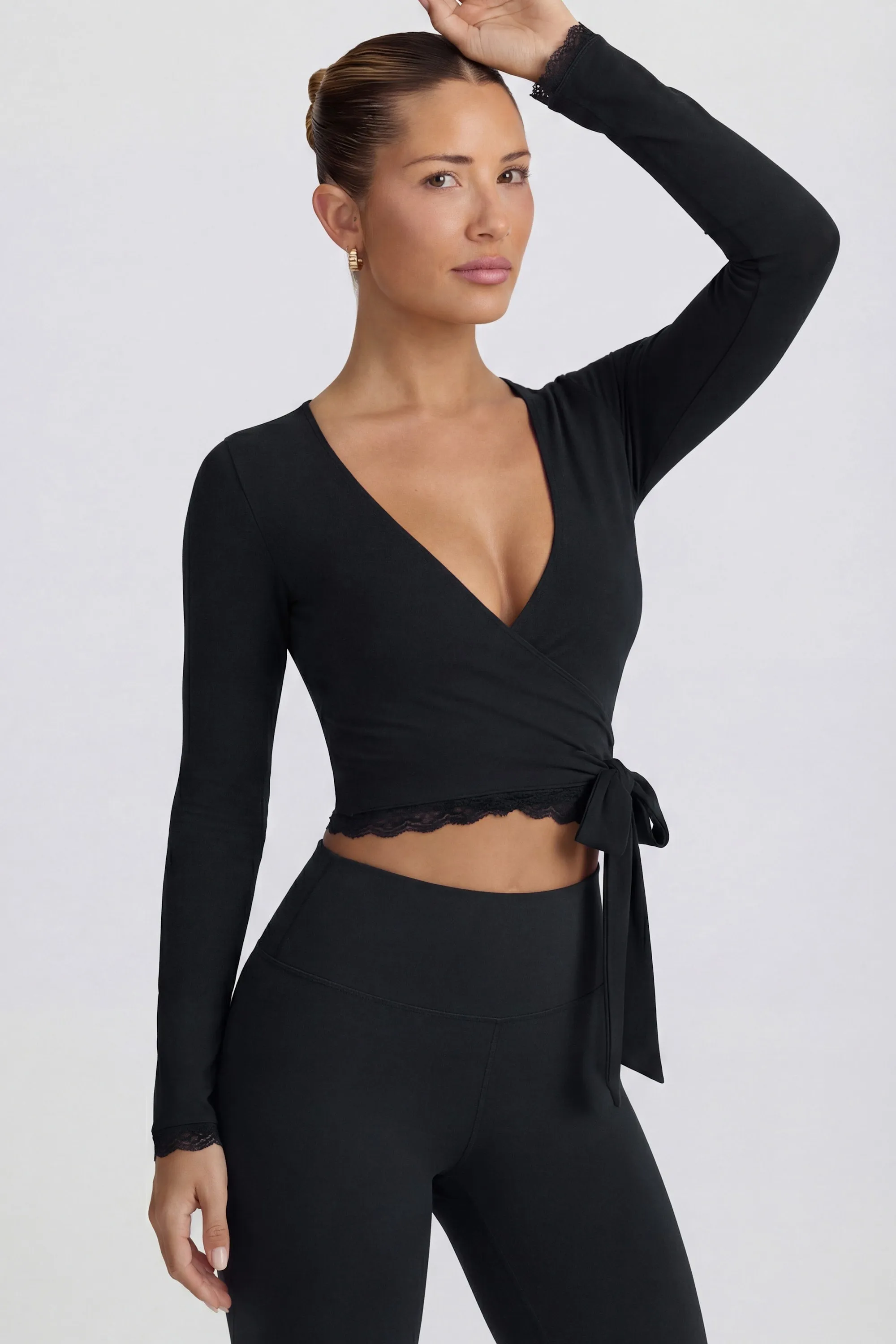 Soft Jersey Wrap Top in Black sold by Bo + Tee product image thumbnail 4