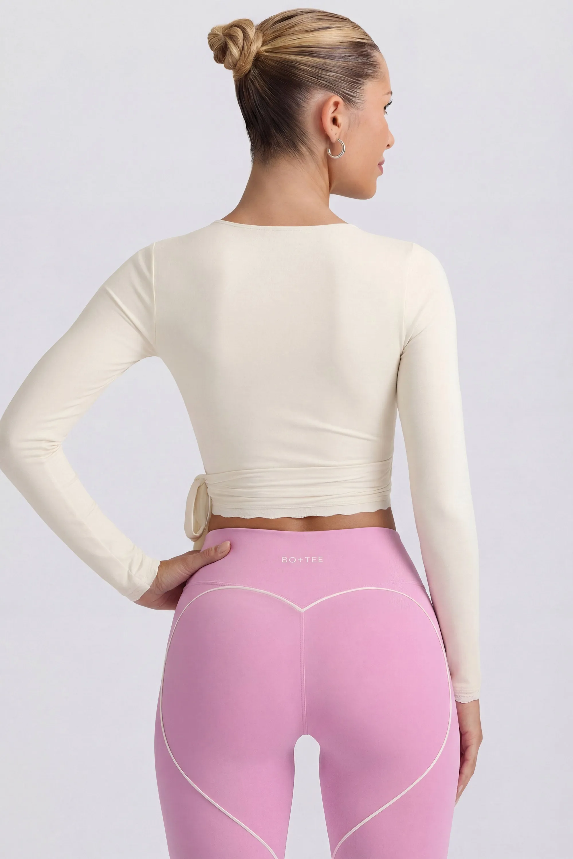 Soft Jersey Wrap Top in Ivory sold by Bo + Tee product image thumbnail 2