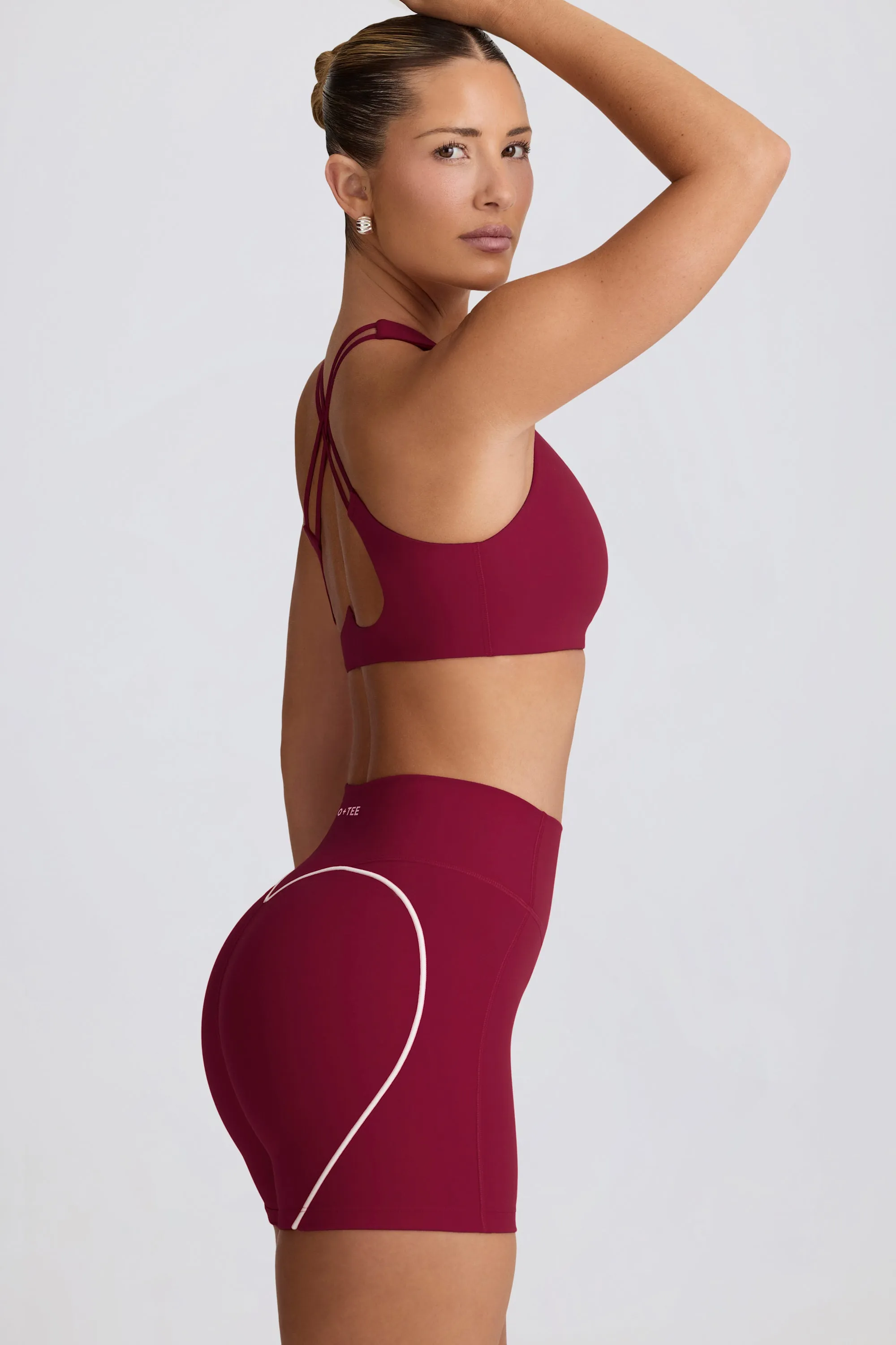 Soft Active V-Neck Sports Bra in Burgundy sold by Bo + Tee product image thumbnail 3