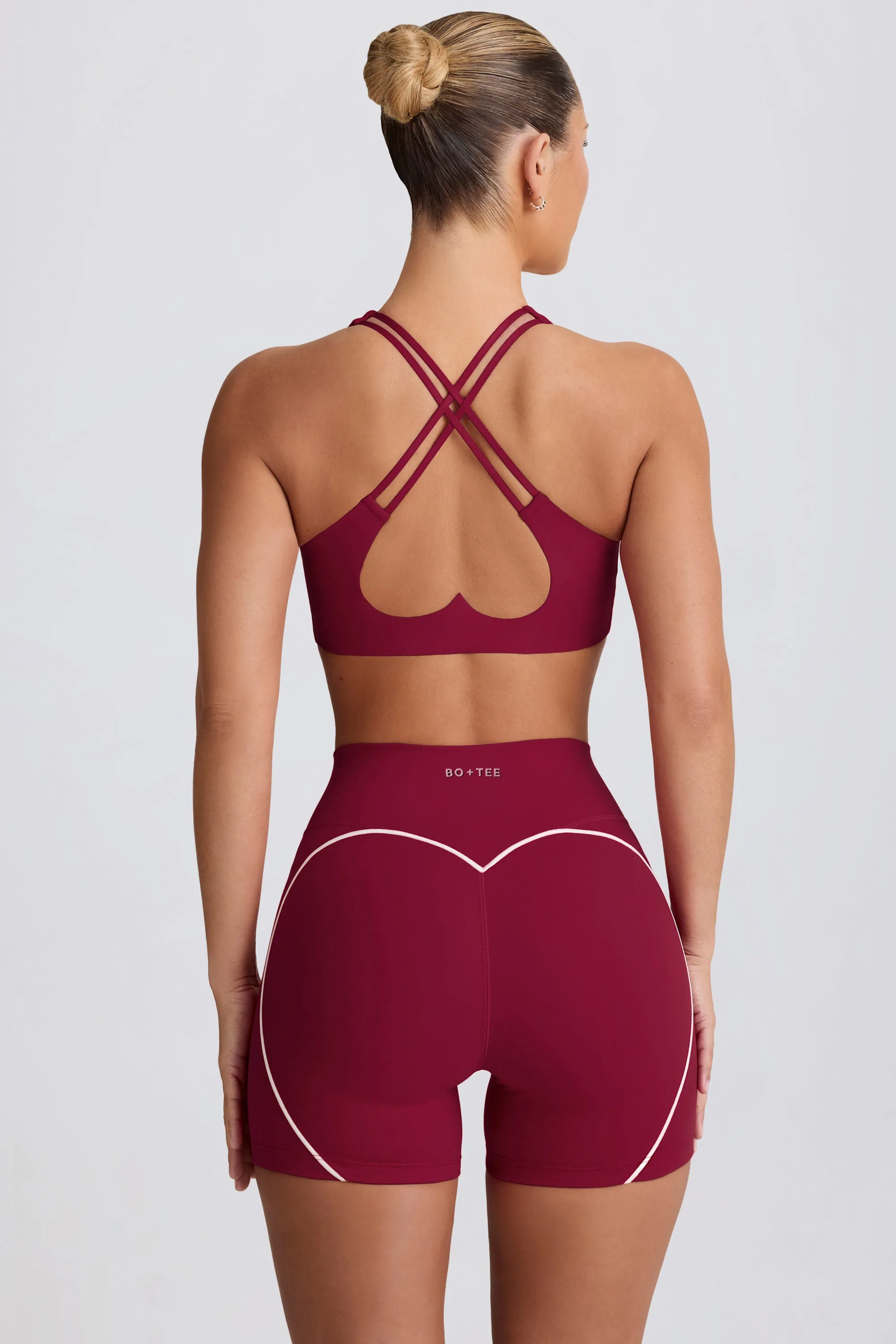 Soft Active V-Neck Sports Bra in Burgundy sold by Bo + Tee product image thumbnail 5