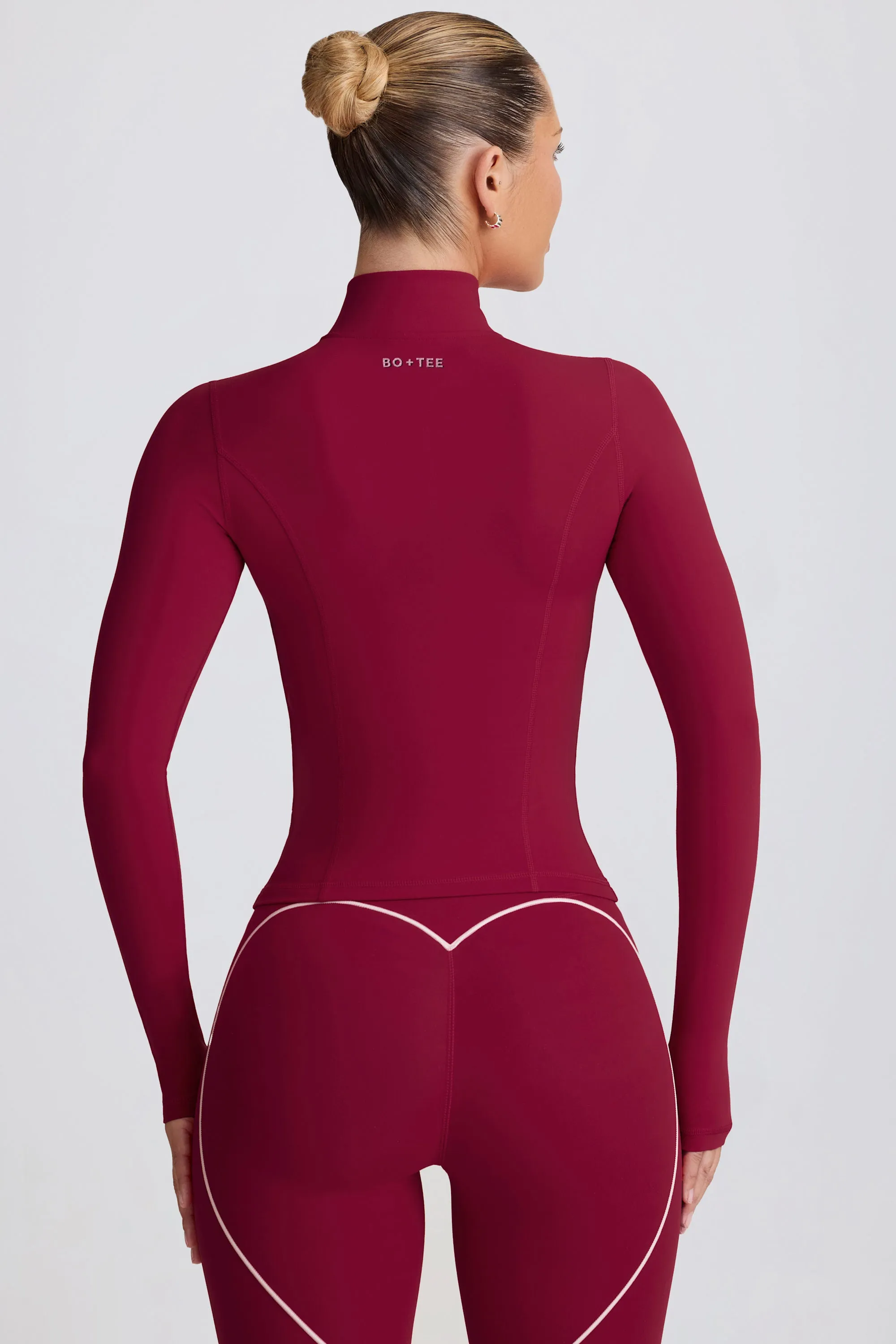 Soft Active Zip-Up Jacket in Burgundy sold by Bo + Tee product image thumbnail 2