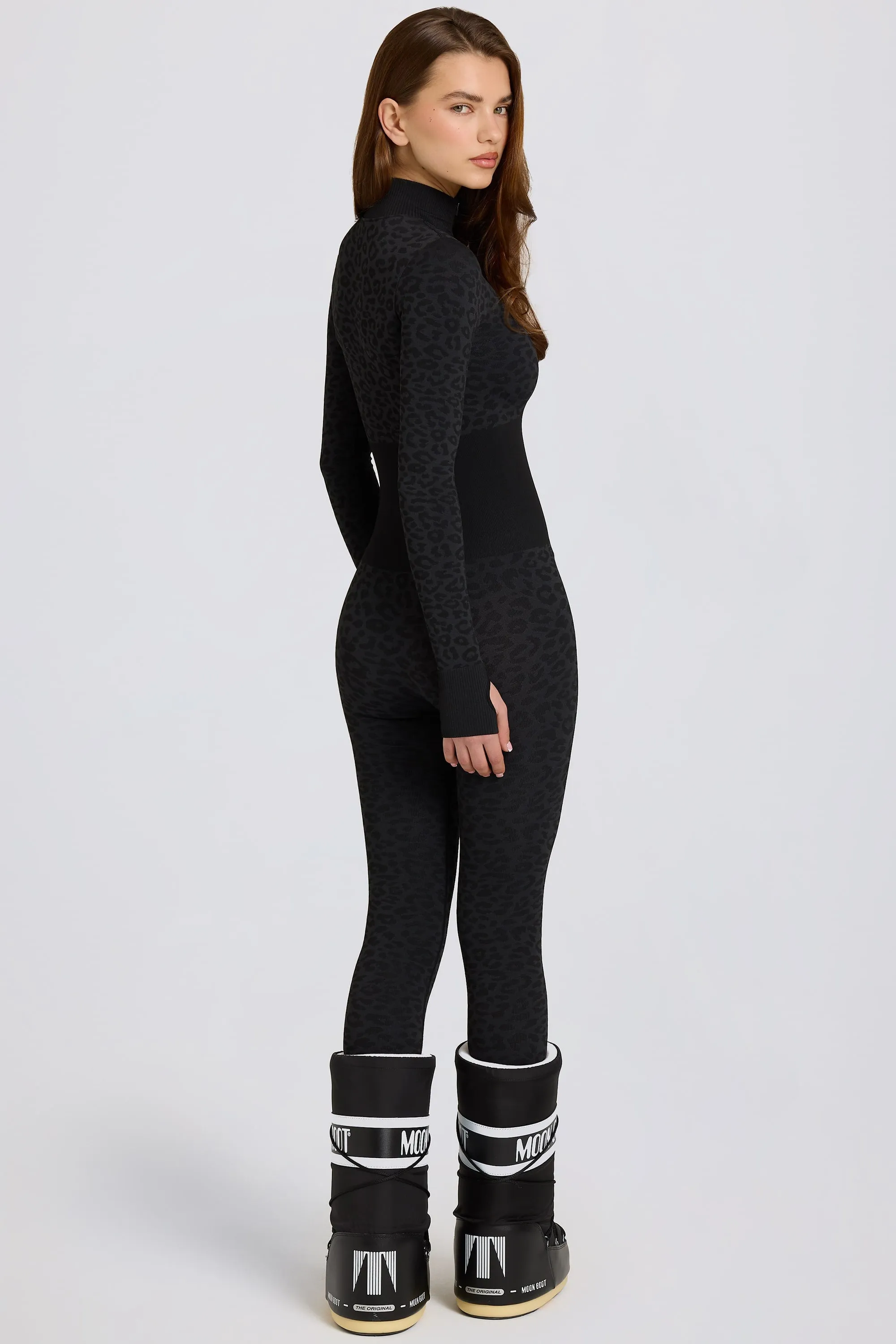 Thermal Base-Layer Jumpsuit in Black Leopard sold by Bo + Tee product image thumbnail 2