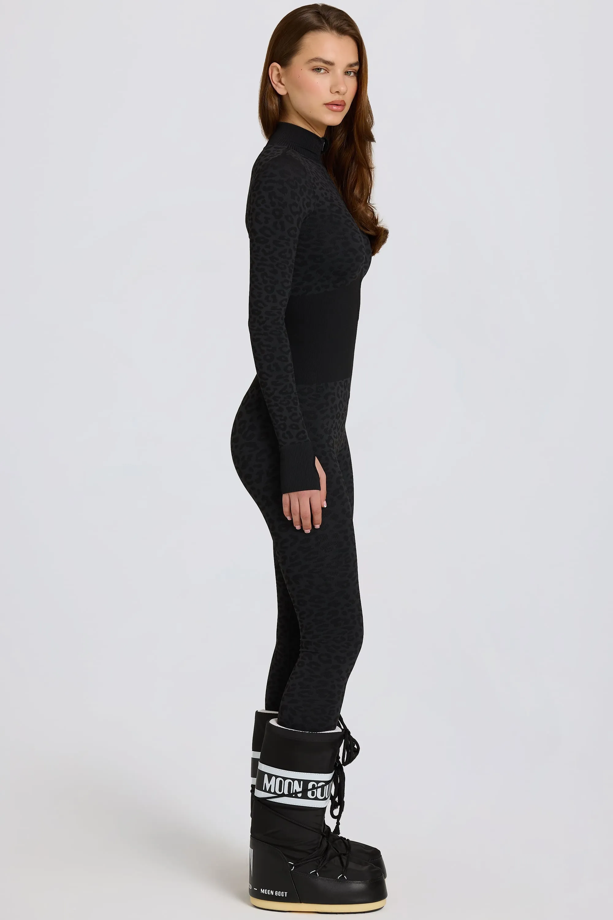 Thermal Base-Layer Jumpsuit in Black Leopard sold by Bo + Tee product image thumbnail 4