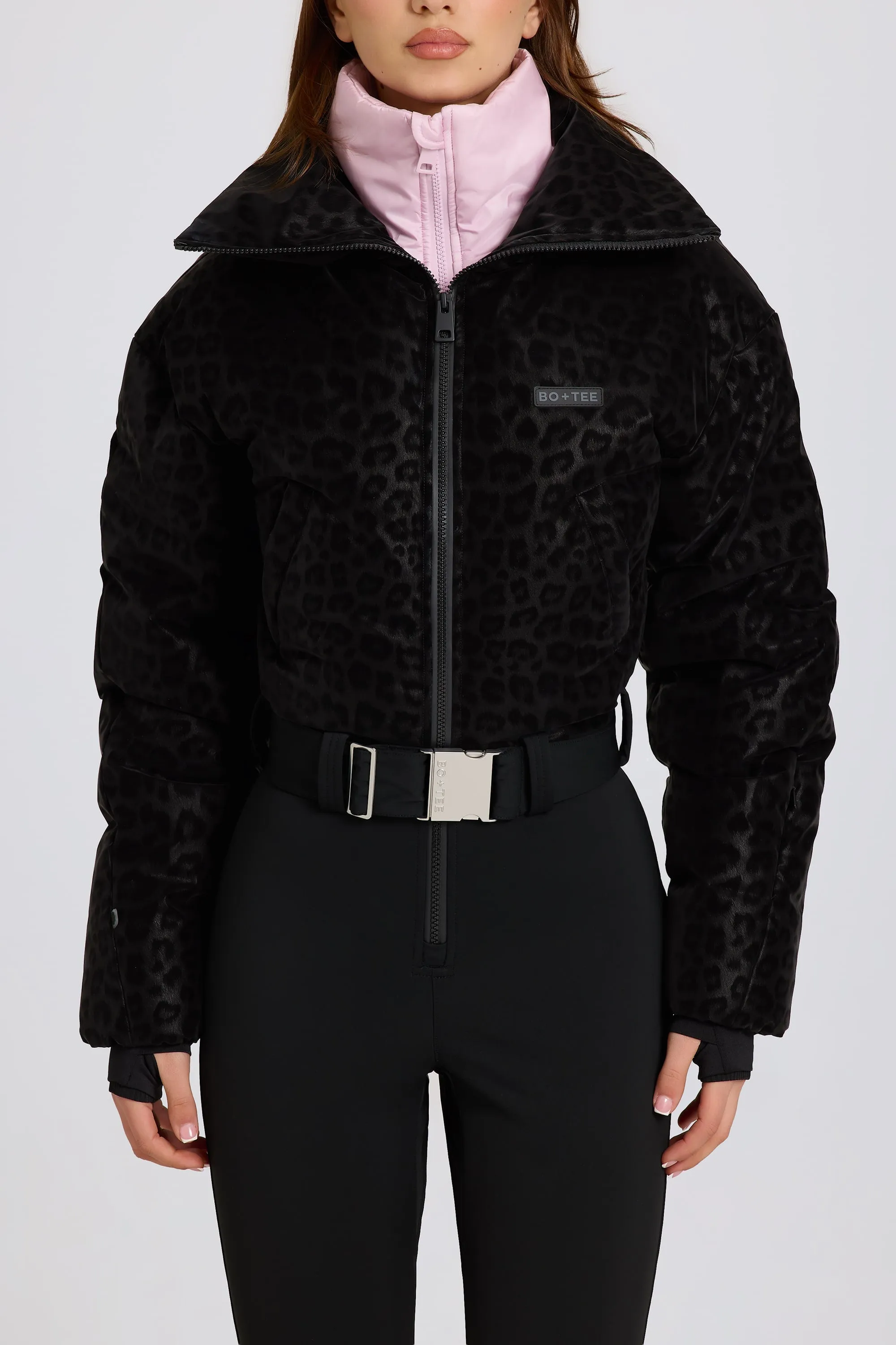 Waterproof Belted Layered Ski Suit in Black Leopard sold by Bo + Tee product image thumbnail 4