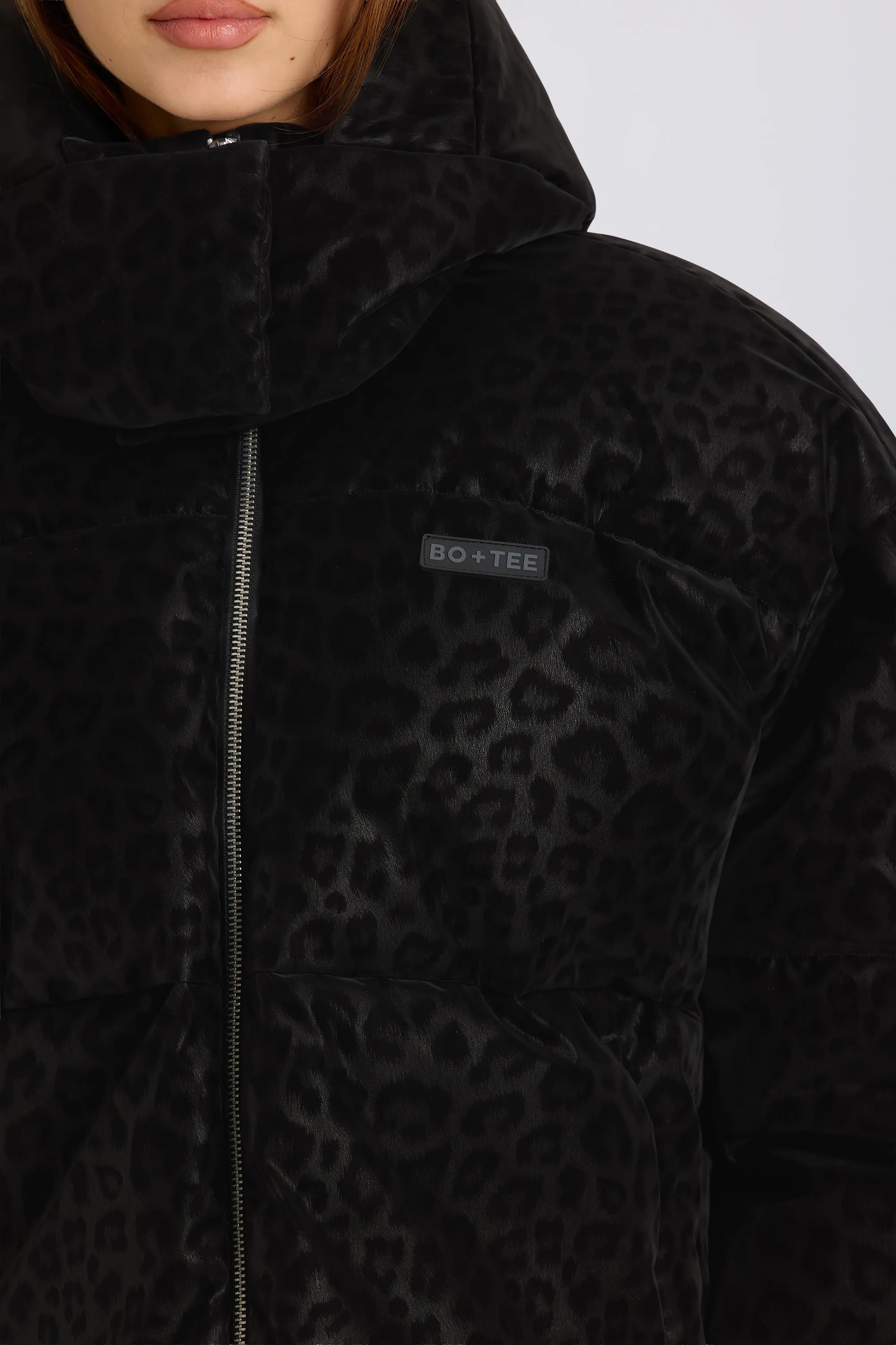 Waterproof Cropped Oversized Ski Jacket in Black Leopard sold by Bo + Tee product image thumbnail 4