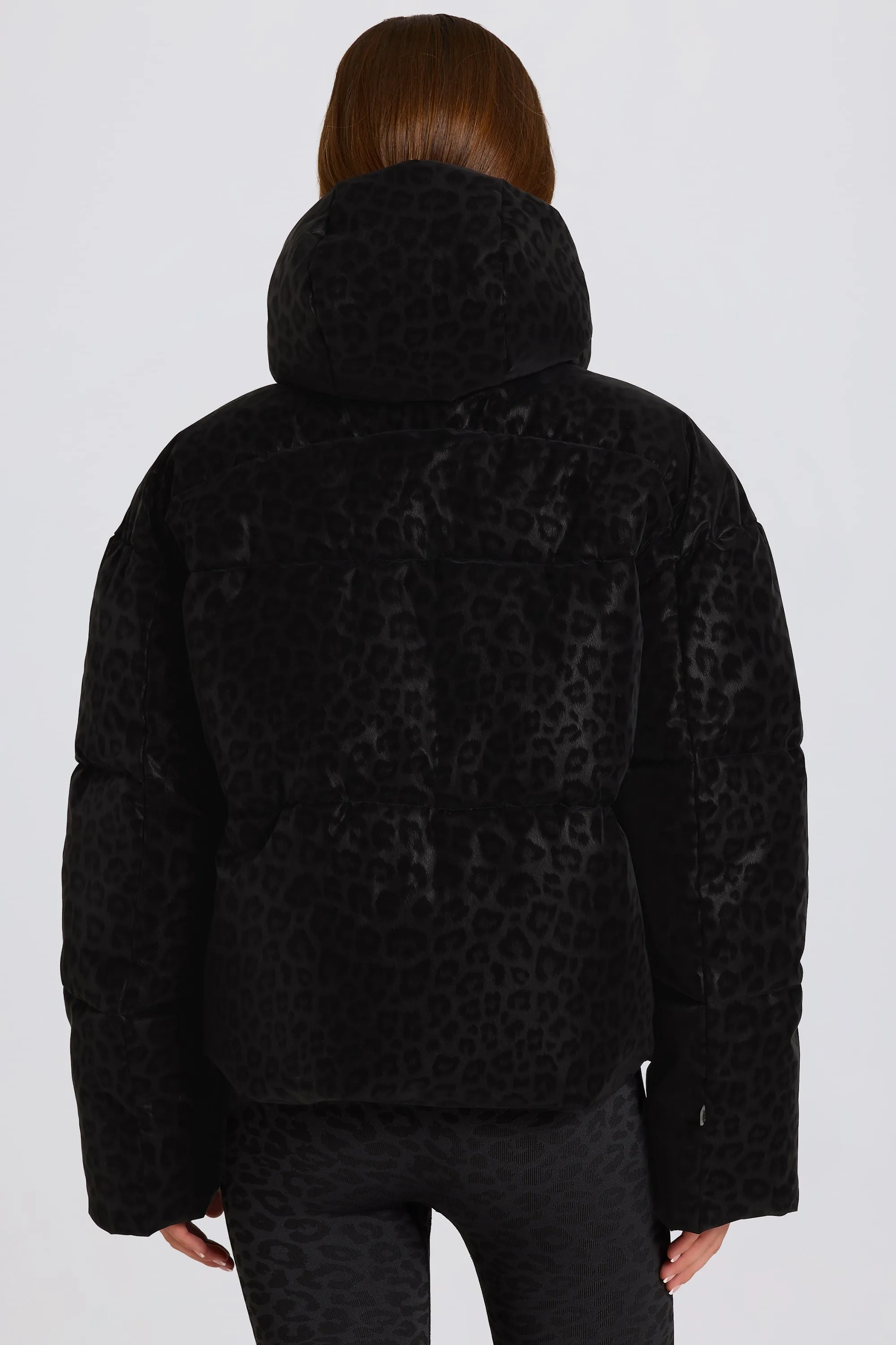 Waterproof Cropped Oversized Ski Jacket in Black Leopard sold by Bo + Tee product image thumbnail 2