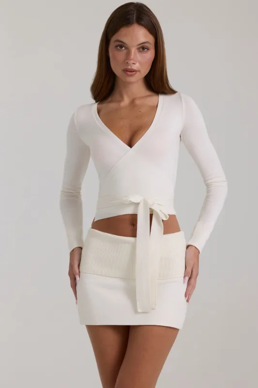 Soft Knit Wrap Top in Ivory made by Bo + Tee