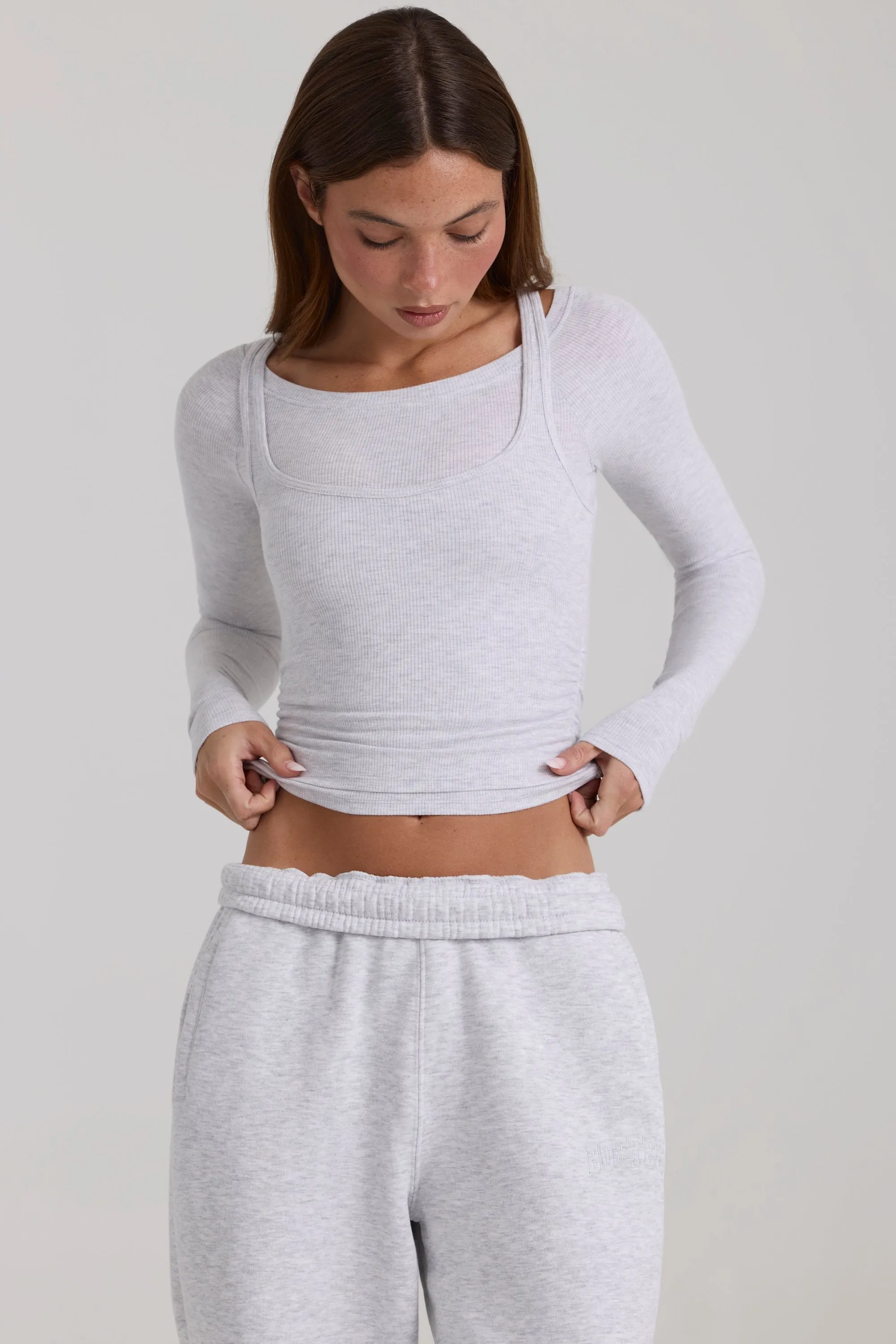 Modal Layered Top in Grey Marl sold by Bo + Tee product image thumbnail 5