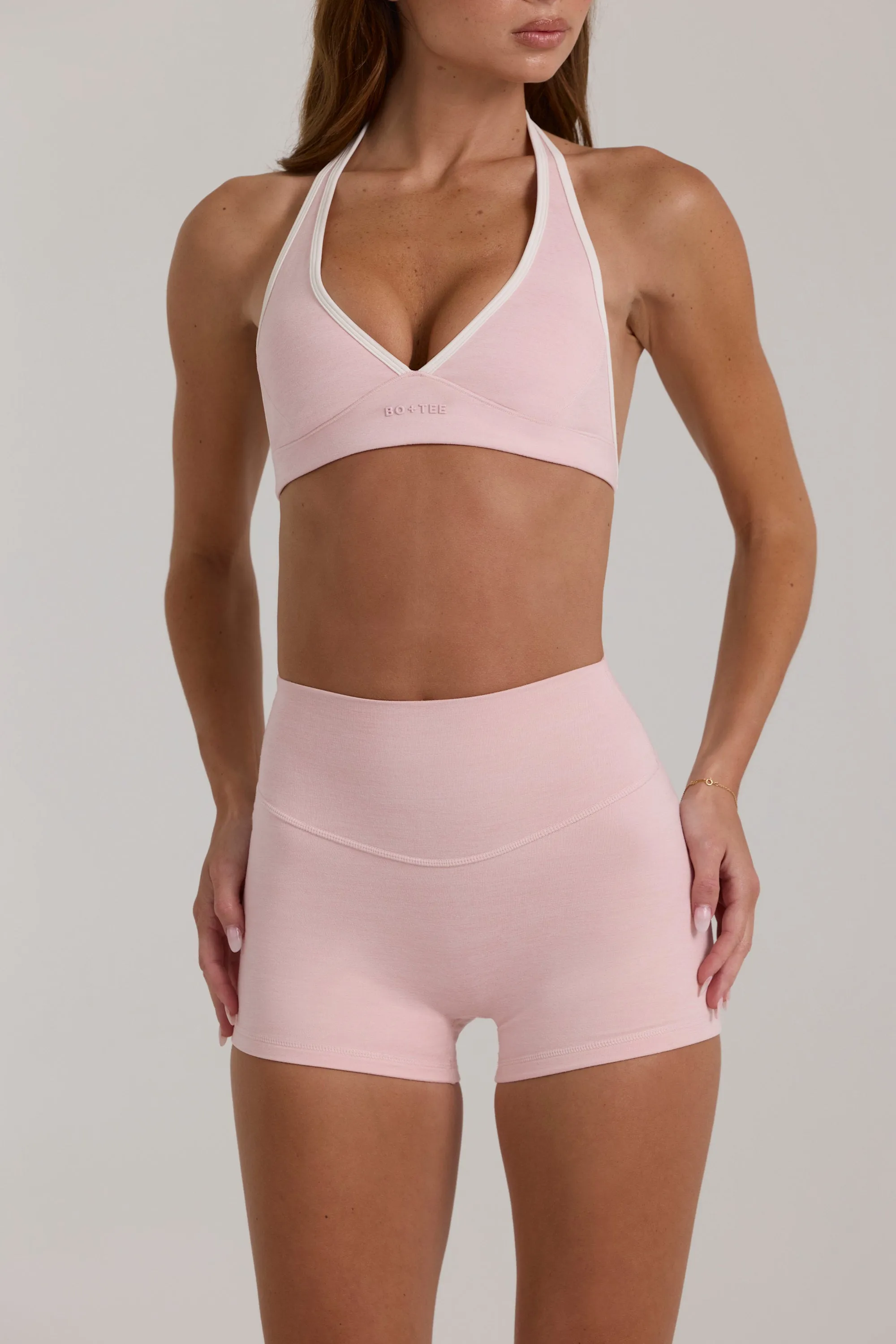 Soft Active Mini Shorts in Blush Marl sold by Bo + Tee product image thumbnail 4