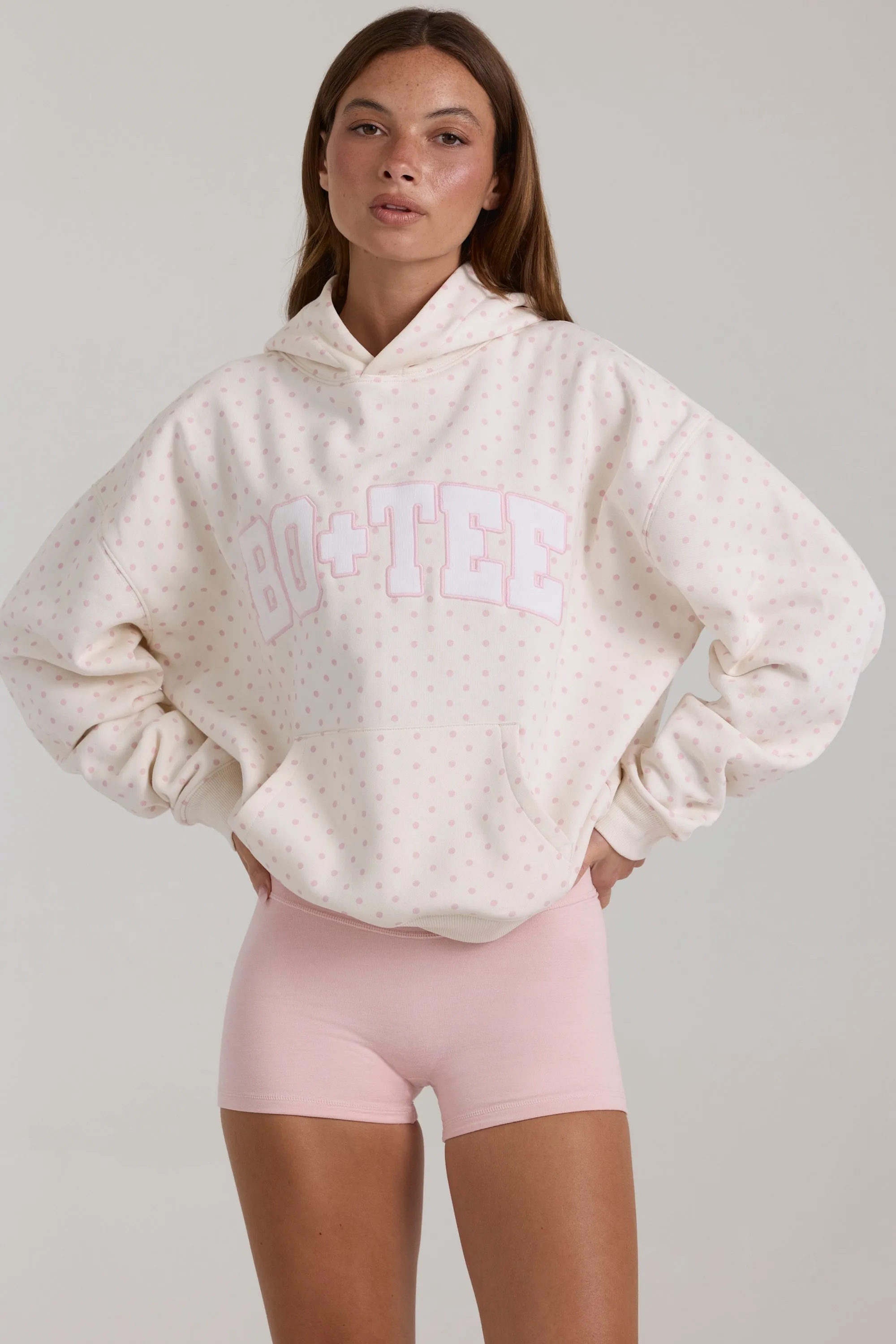 Oversized Applique Hoodie in Ivory Polka Dot sold by Bo + Tee product image thumbnail 5
