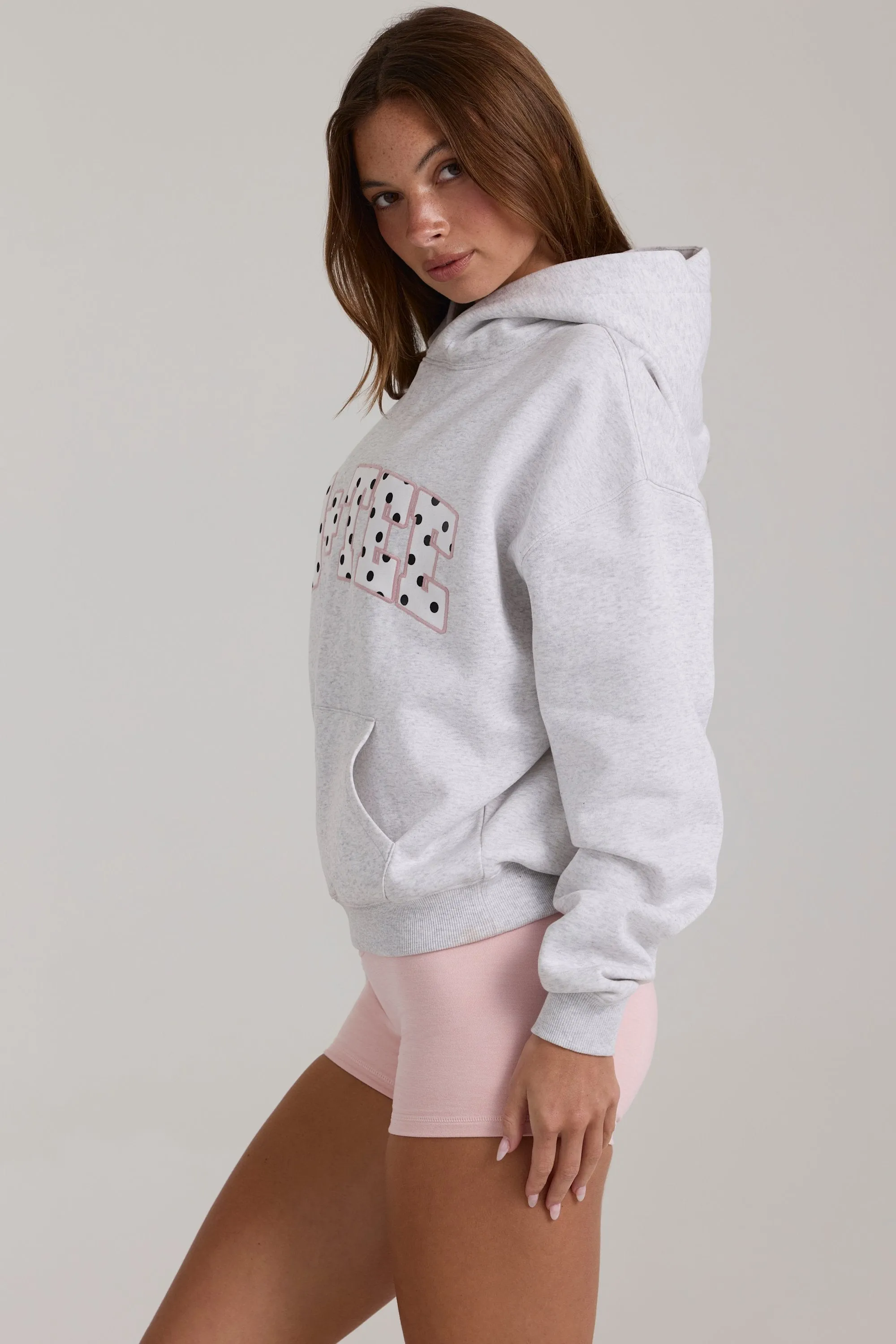 Oversized Applique Hoodie in Grey Marl sold by Bo + Tee product image thumbnail 3