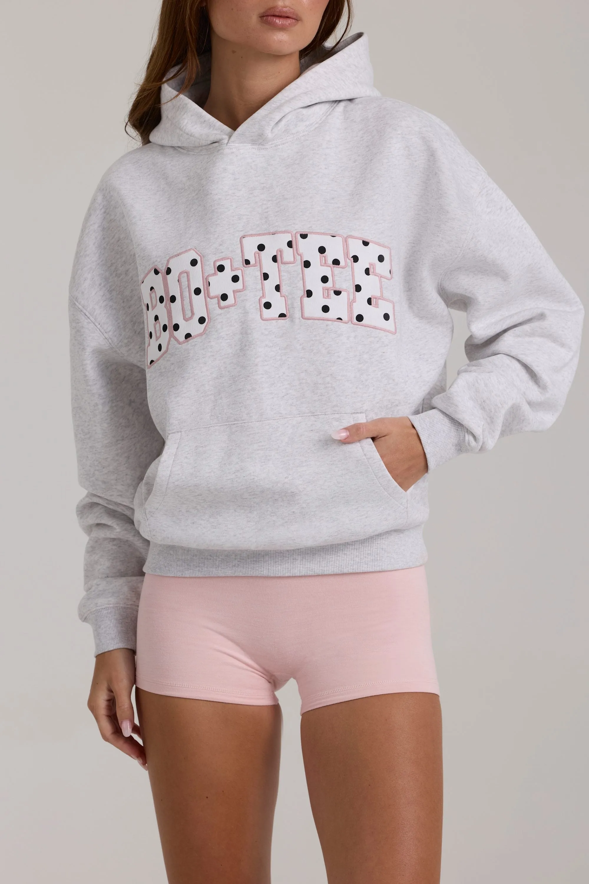 Oversized Applique Hoodie in Grey Marl sold by Bo + Tee product image thumbnail 4