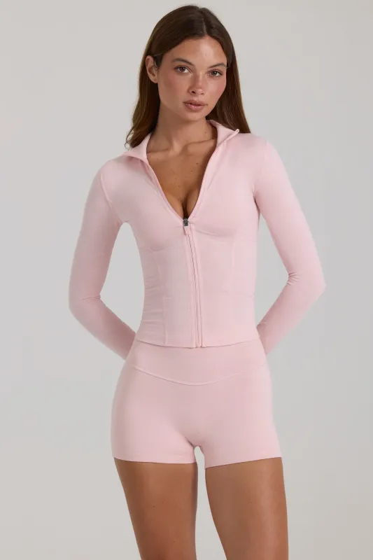 Soft Active Zip-Up Jacket in Blush Marl made by Bo + Tee