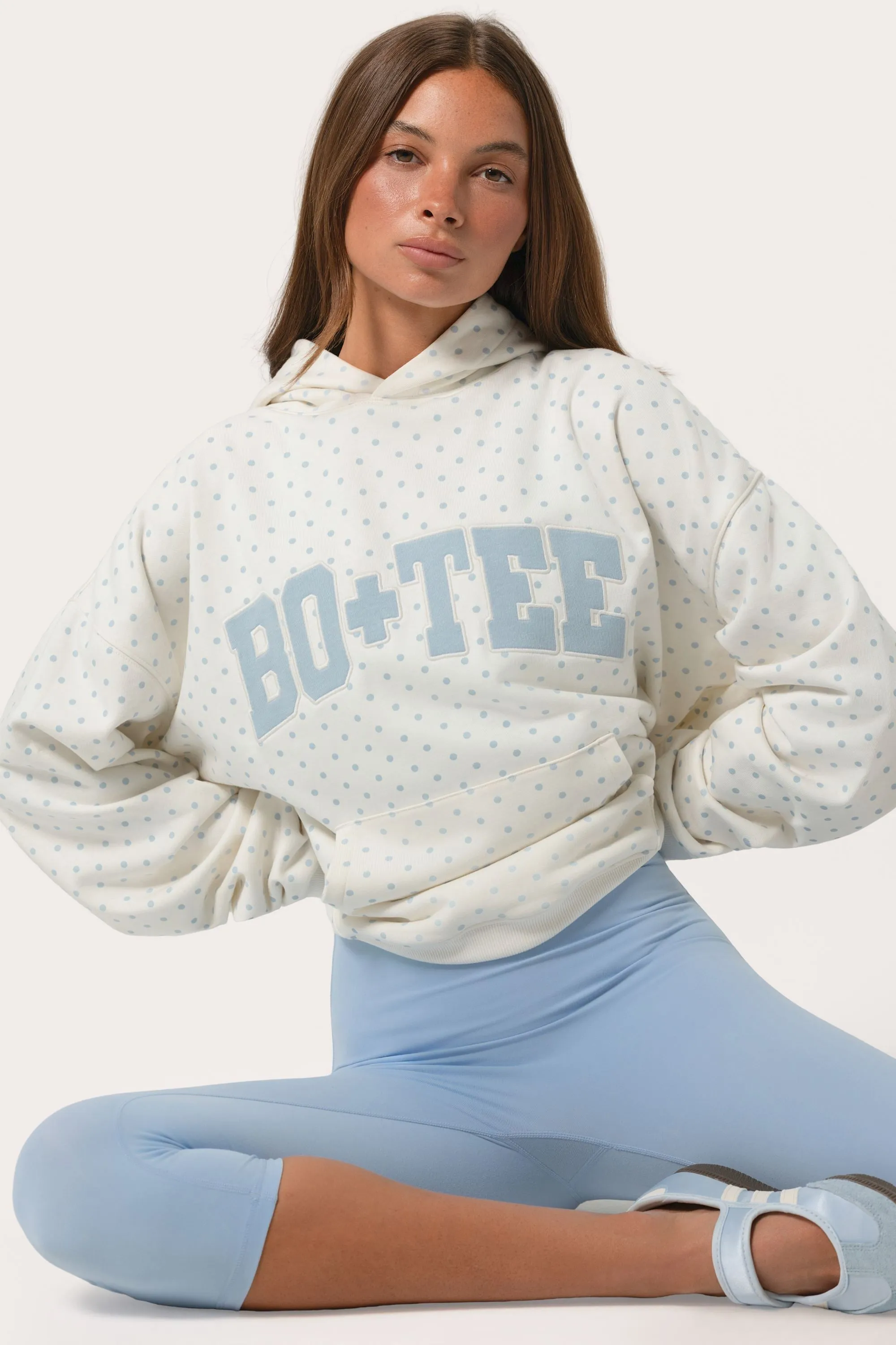 Oversized Applique Hoodie in Marshmallow Polka Dot sold by Bo + Tee product image thumbnail 4