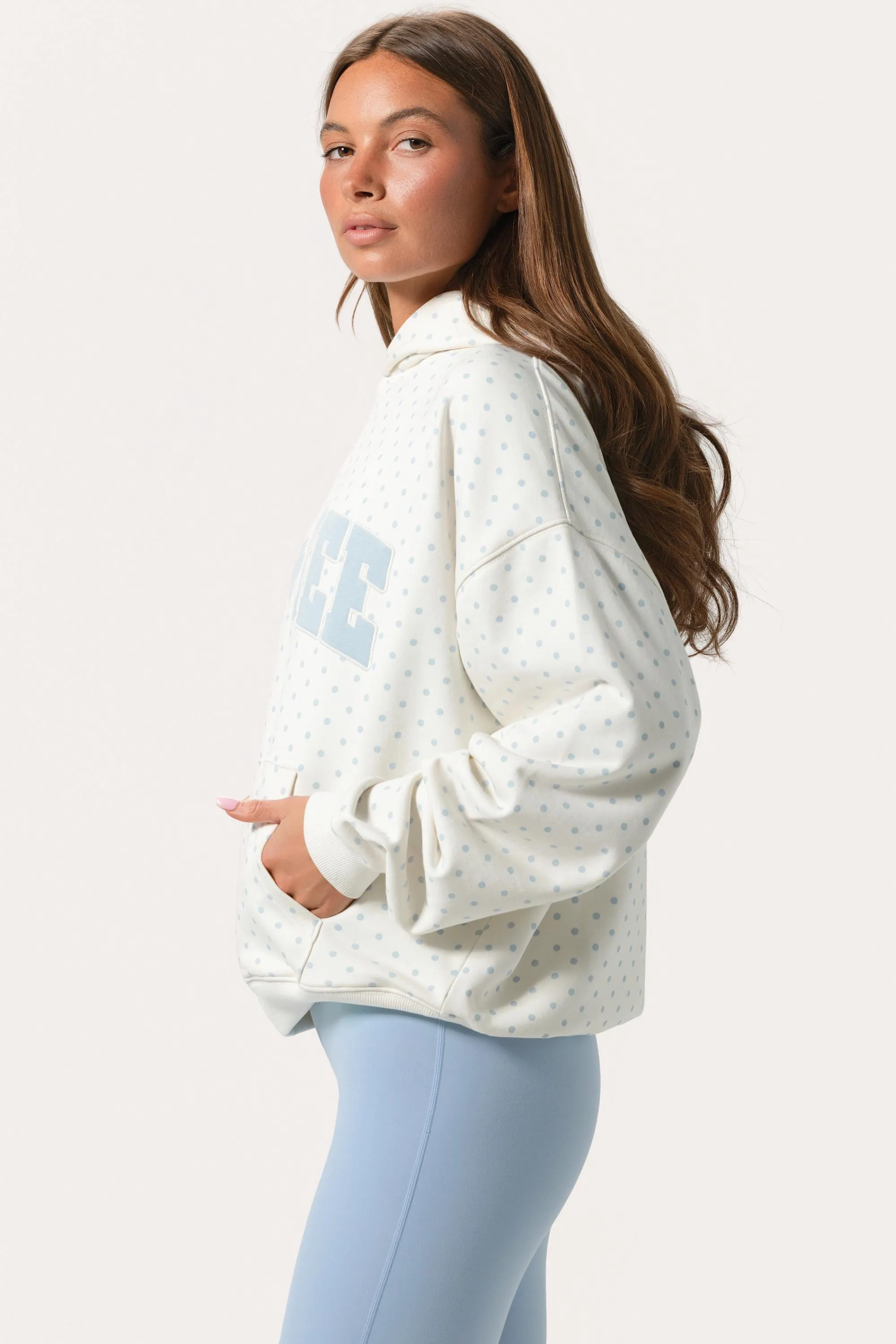 Oversized Applique Hoodie in Marshmallow Polka Dot sold by Bo + Tee product image thumbnail 3