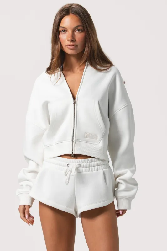 Oversized Zip-Up Hoodie  in Milk made by Bo + Tee