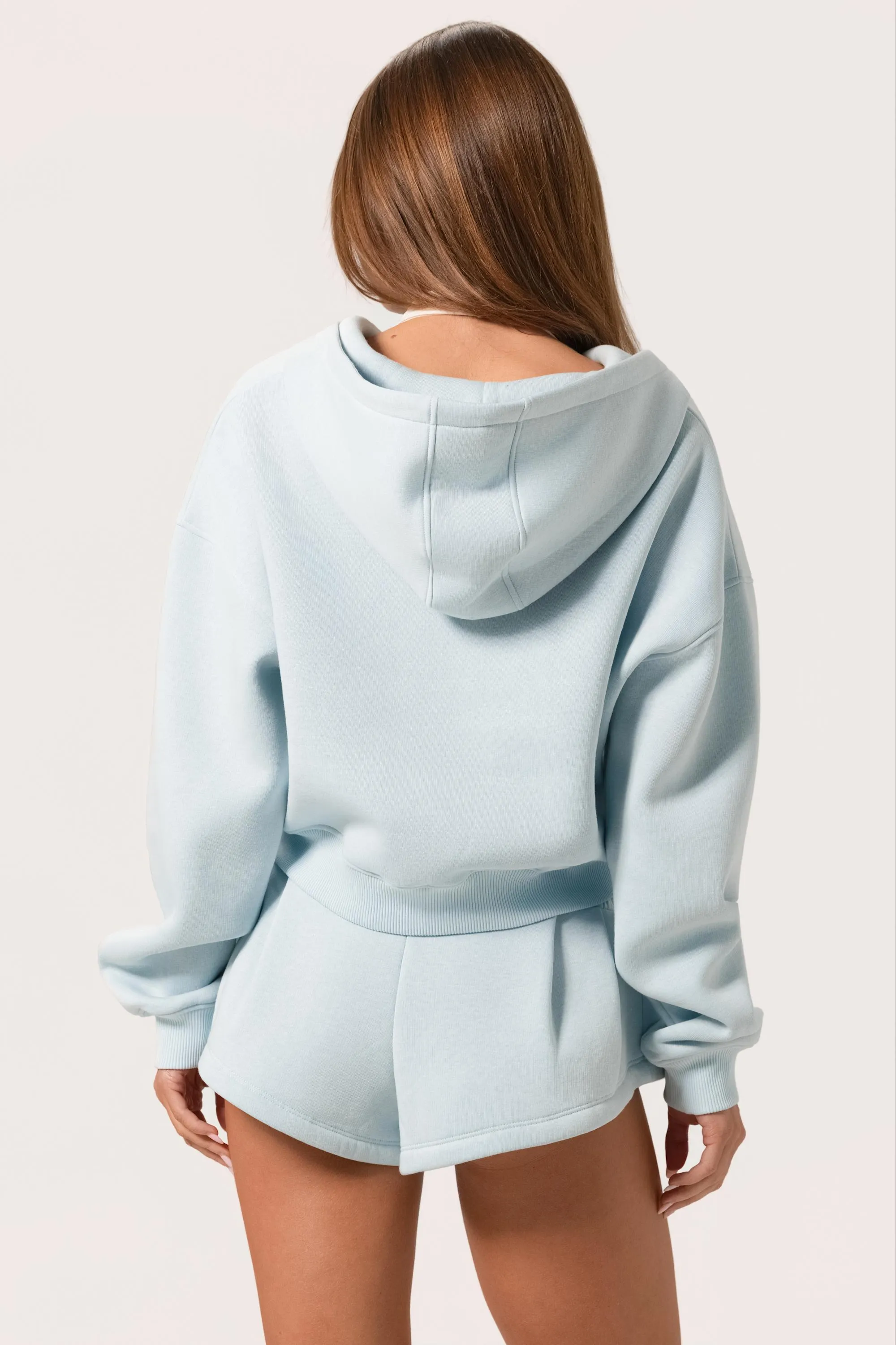 Oversized Zip-Up Hoodie in Powder Blue sold by Bo + Tee product image thumbnail 3