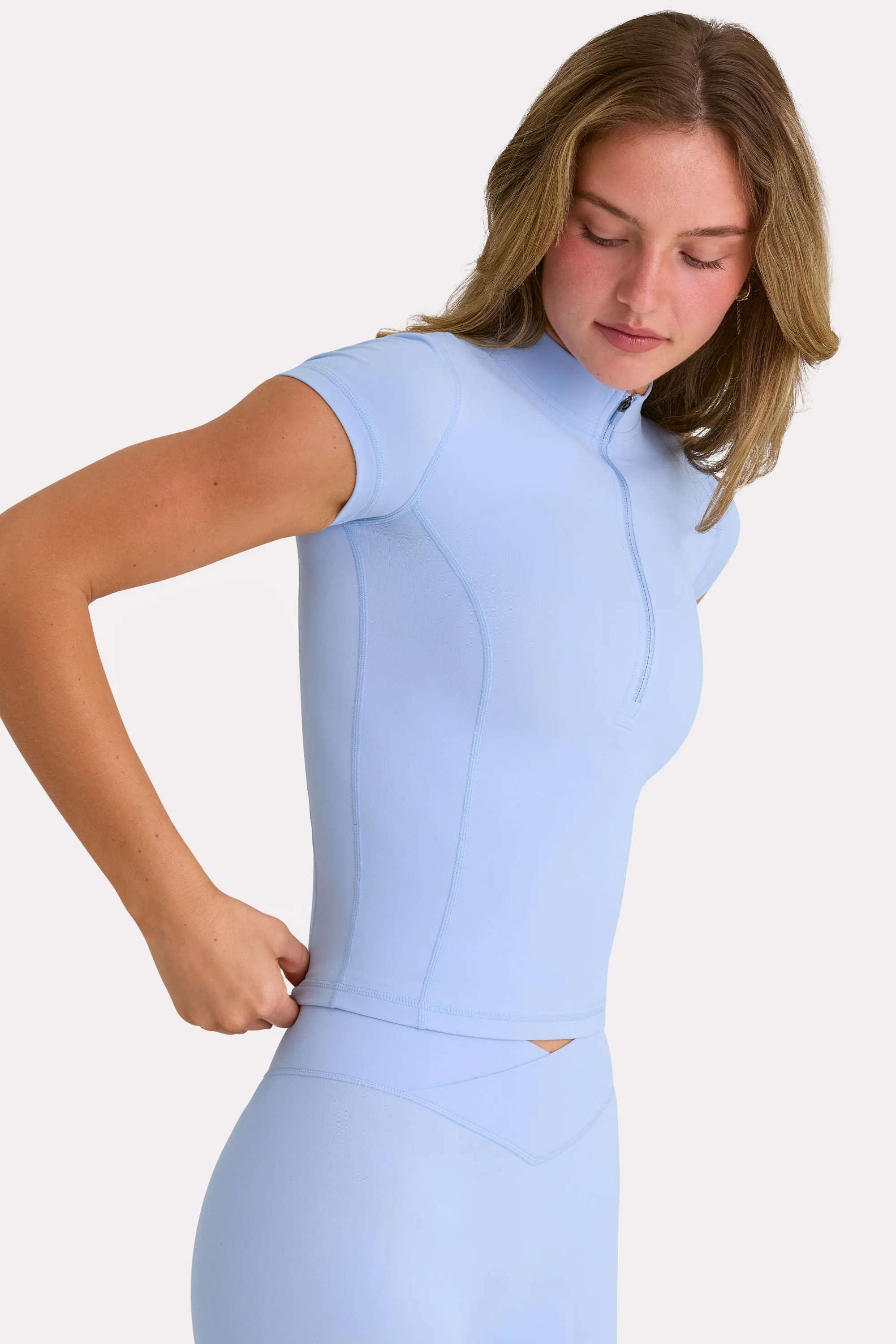 Soft Active Quarter-Zip Top in Sky sold by Bo + Tee product image thumbnail 3