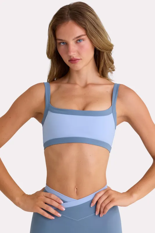 Soft Active Sports Bra in Sky made by Bo + Tee