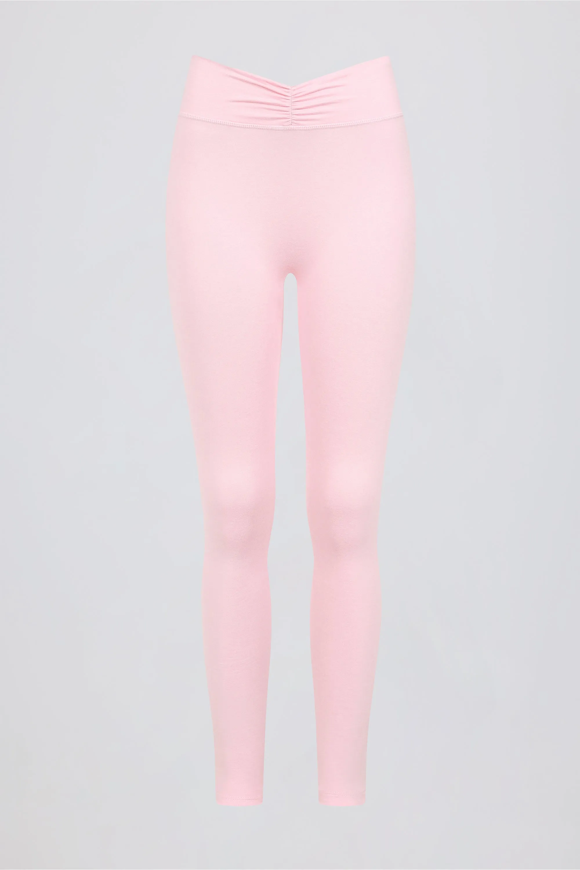 Brushed Jersey Ruched Mid-Rise Leggings in Pale Pink Marl sold by Bo + Tee product image thumbnail 5