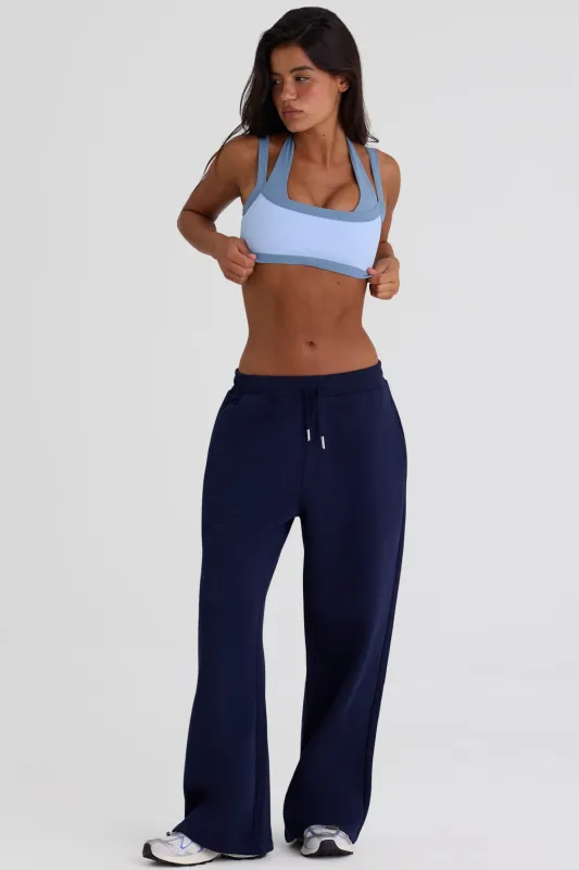 Brushed Jersey Wide-Leg Joggers in Midnight made by Bo + Tee