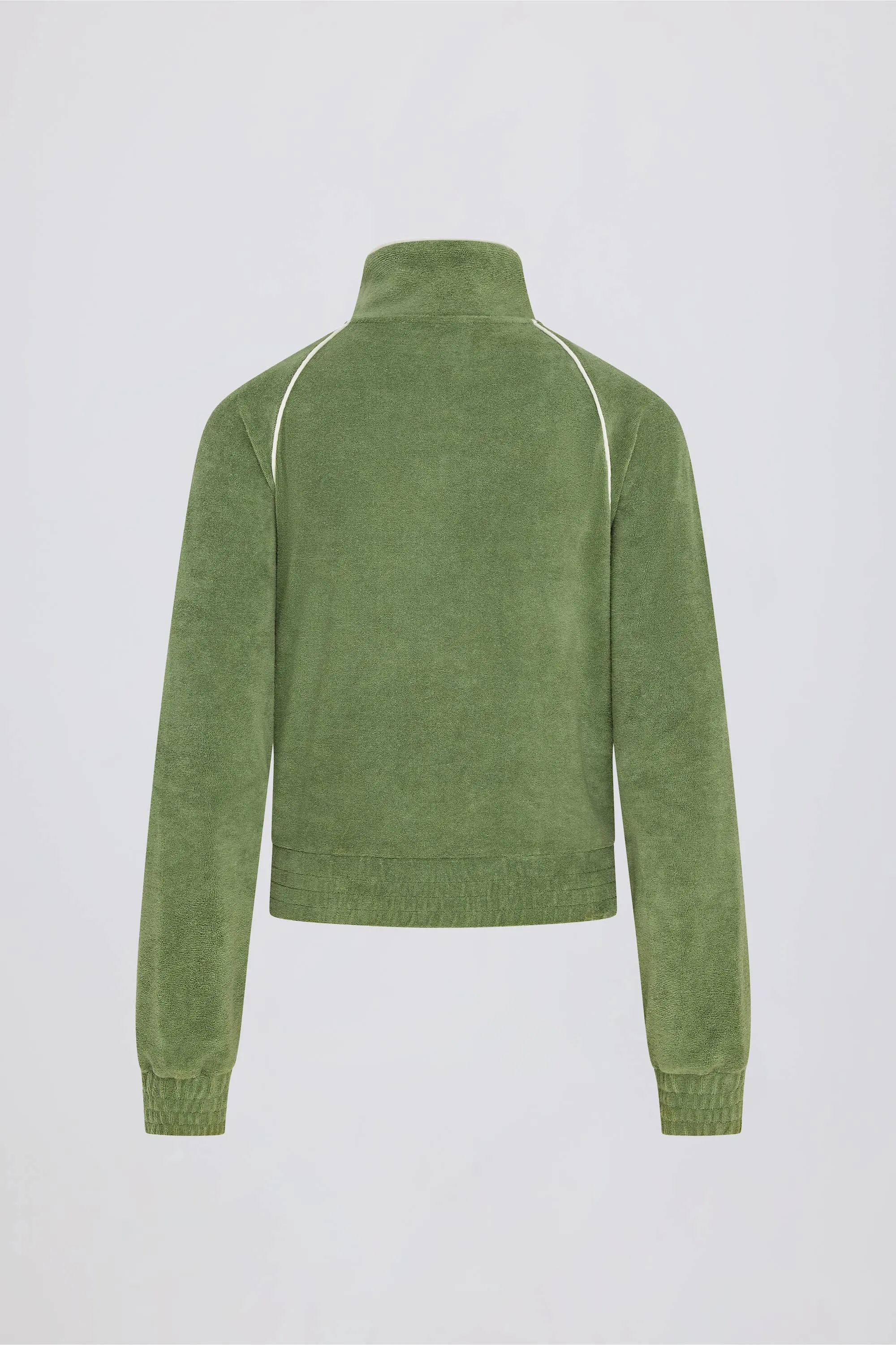 Terry Towelling Zip-Up Cropped Sweatshirt in Jade sold by Bo + Tee product image thumbnail 2