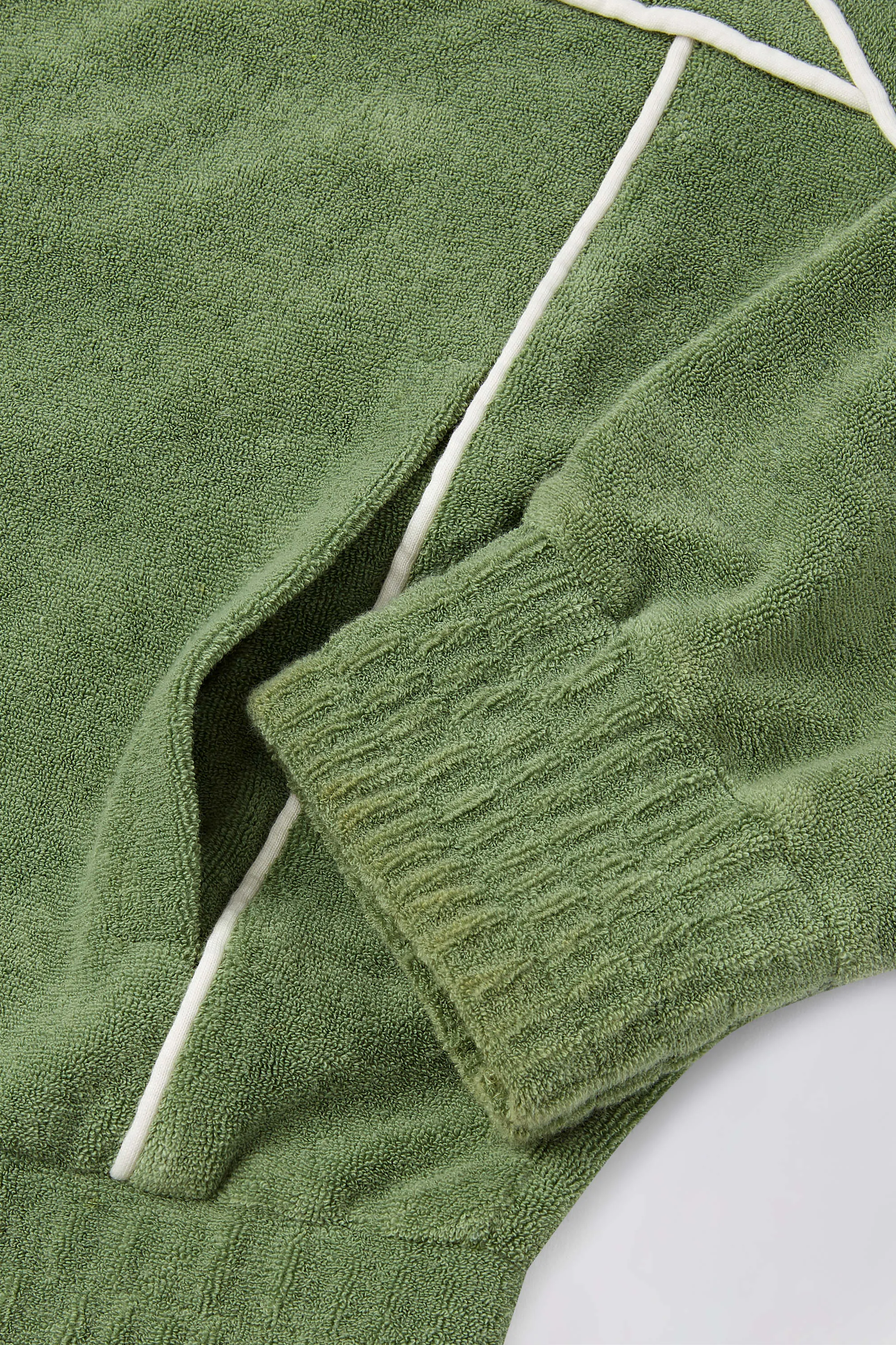 Terry Towelling Zip-Up Cropped Sweatshirt in Jade sold by Bo + Tee product image thumbnail 5